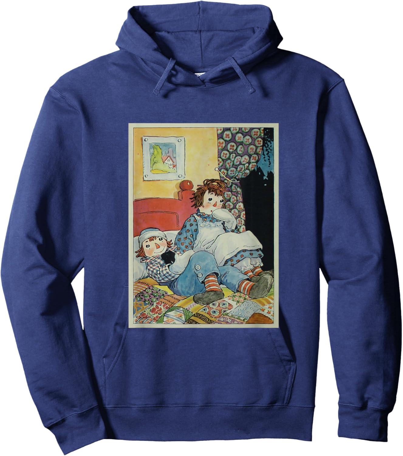Children's Rag Doll Story Raggedy Ann & Andy on a Bed (1924) , Small, Black Hoodie - Hoodie | Navy