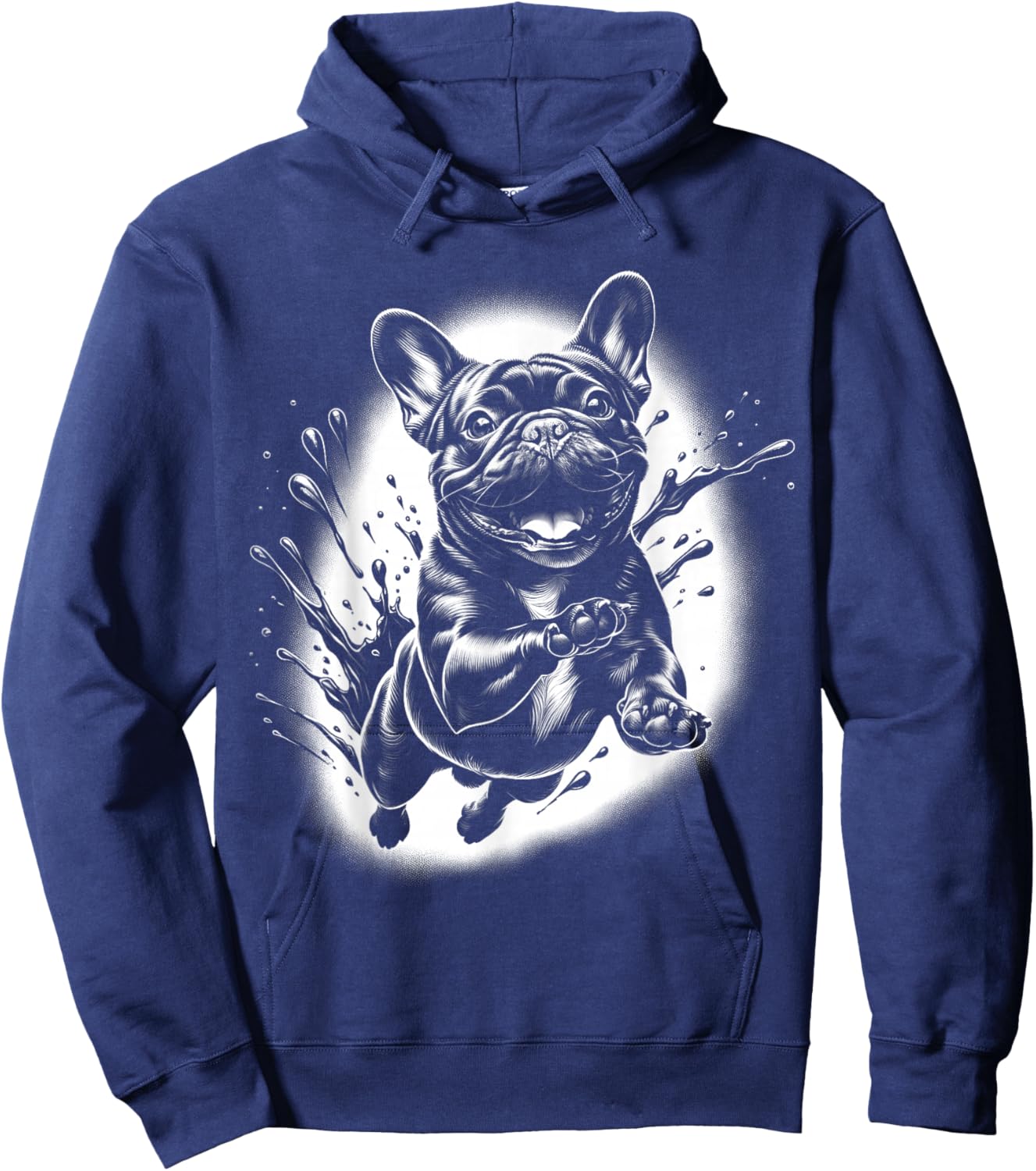 French Bulldog with Cool Paint Spots Hoodie - Hoodie | Navy