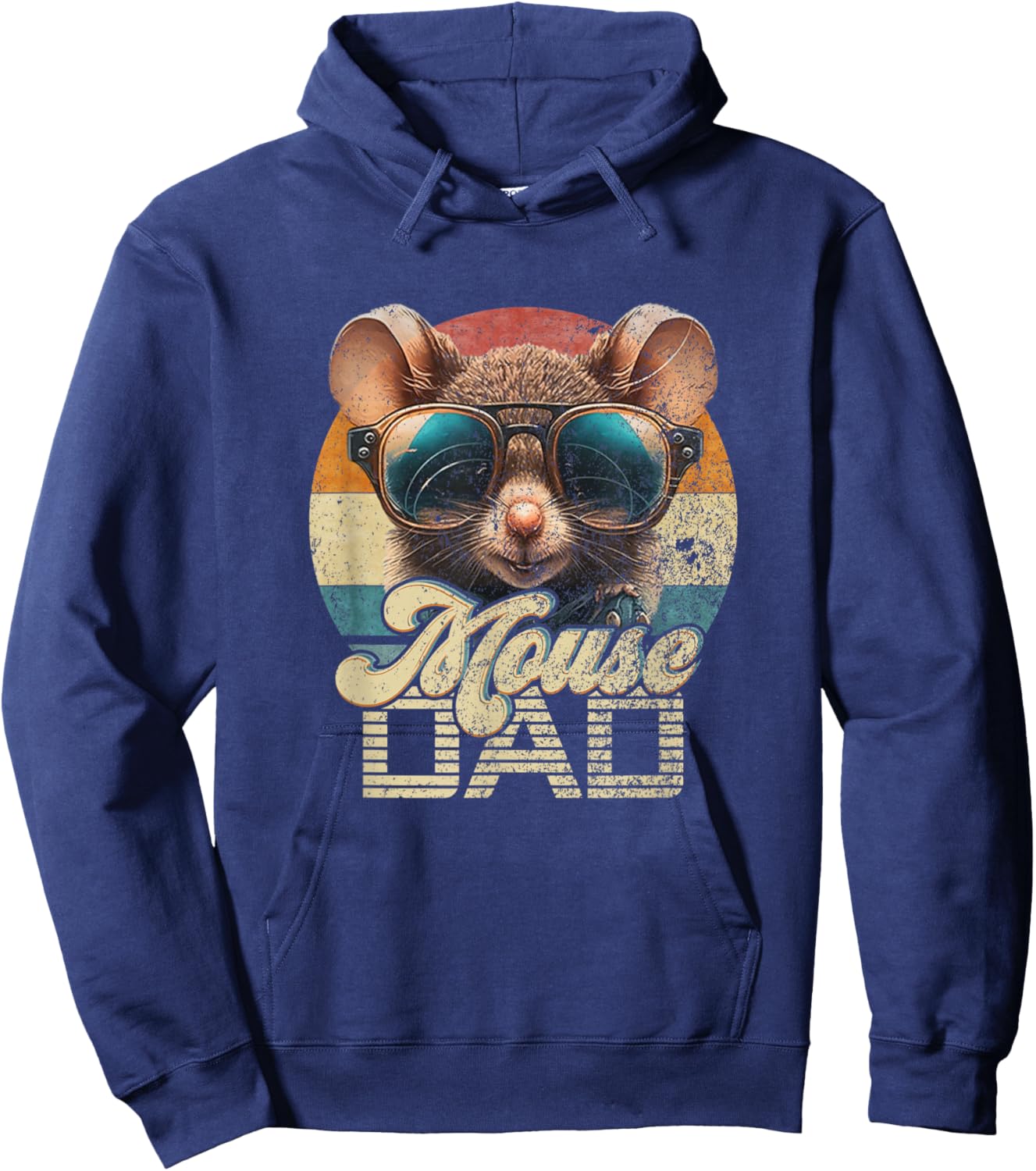Vintage Retro Mouse Dad Best Daddy Funny Fathers Day Hoodie - Hoodie | Navy