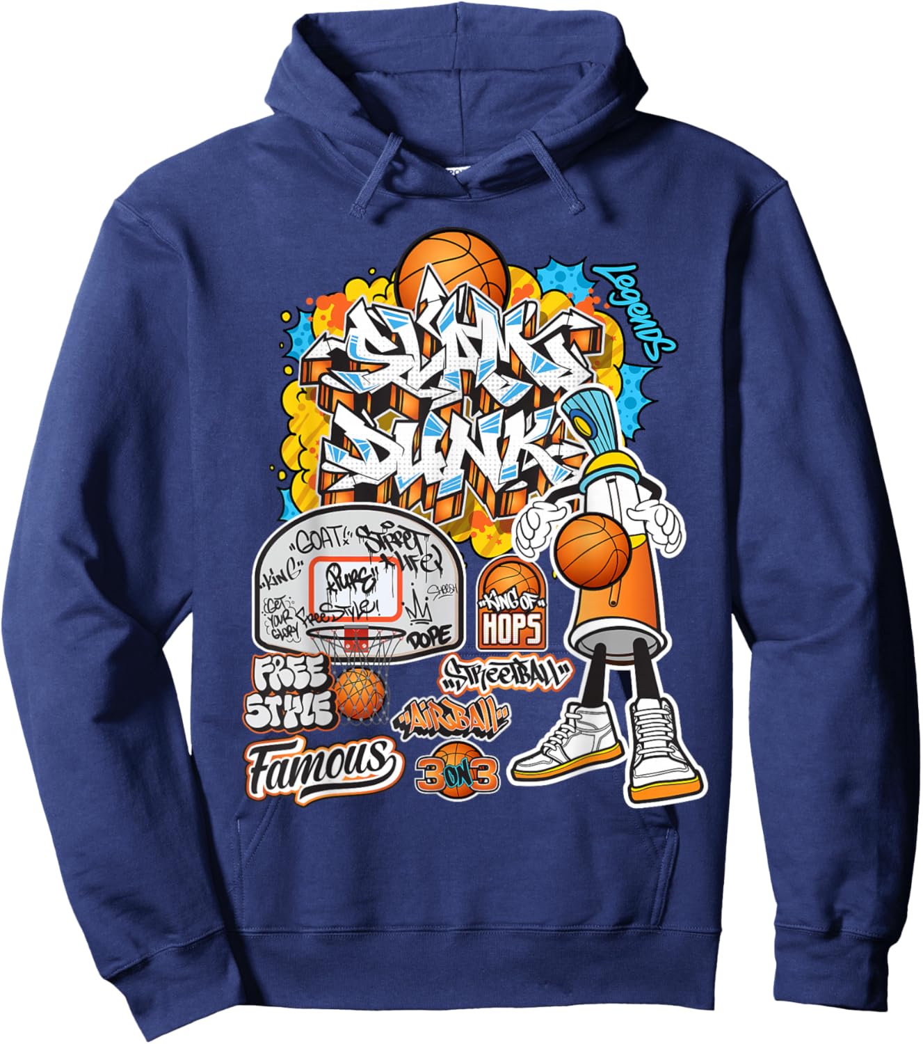 Cool Basketball Graffiti Style Illustration Graphic Designs Hoodie - Hoodie | Navy
