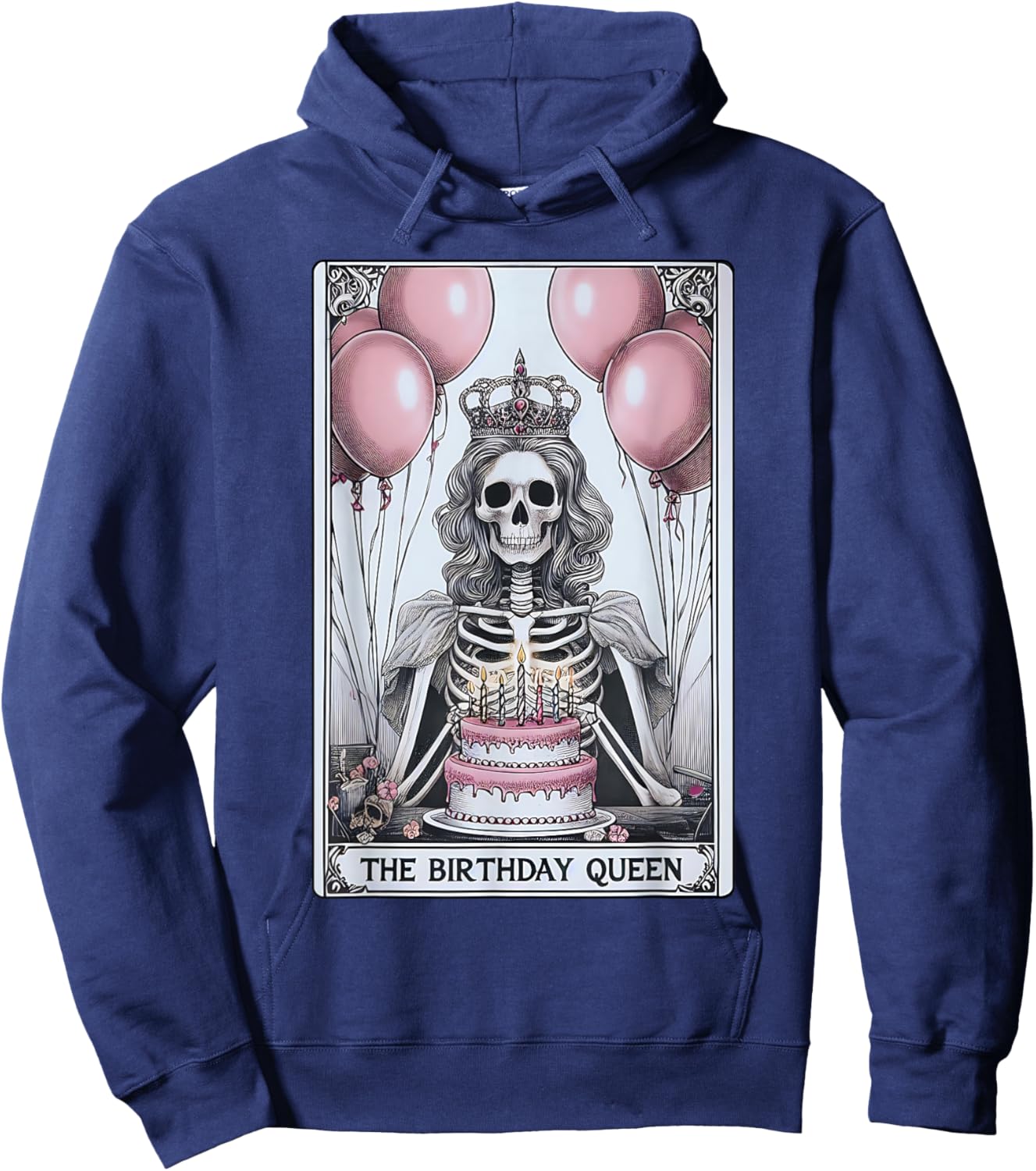 Birthday Queen Tarot Card Cute Gothic Skeleton Women Girls Hoodie - Hoodie | Navy