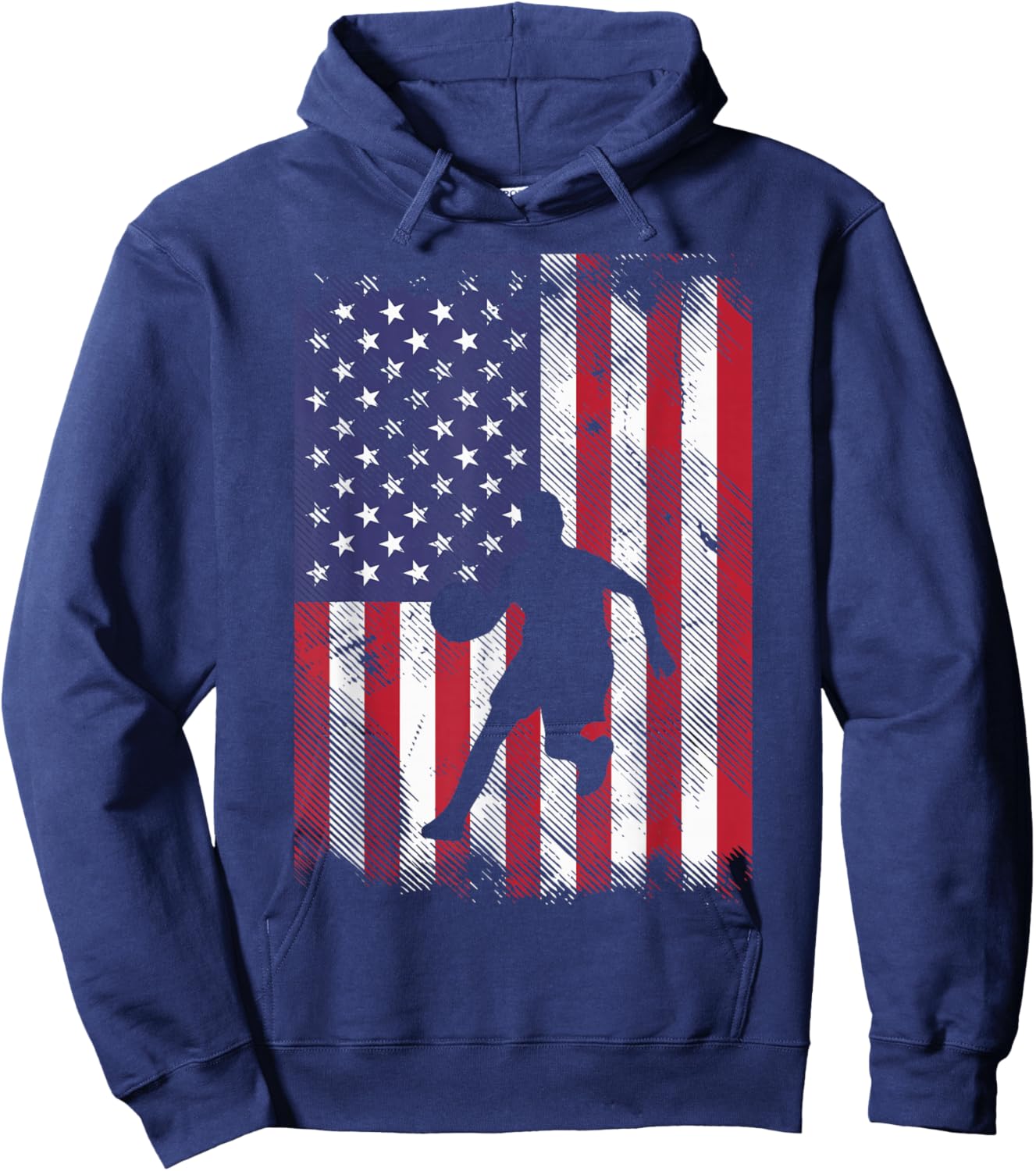 US Flag Basketball Vintage Patriotic Baller Men Women Kids Hoodie - Hoodie | Navy