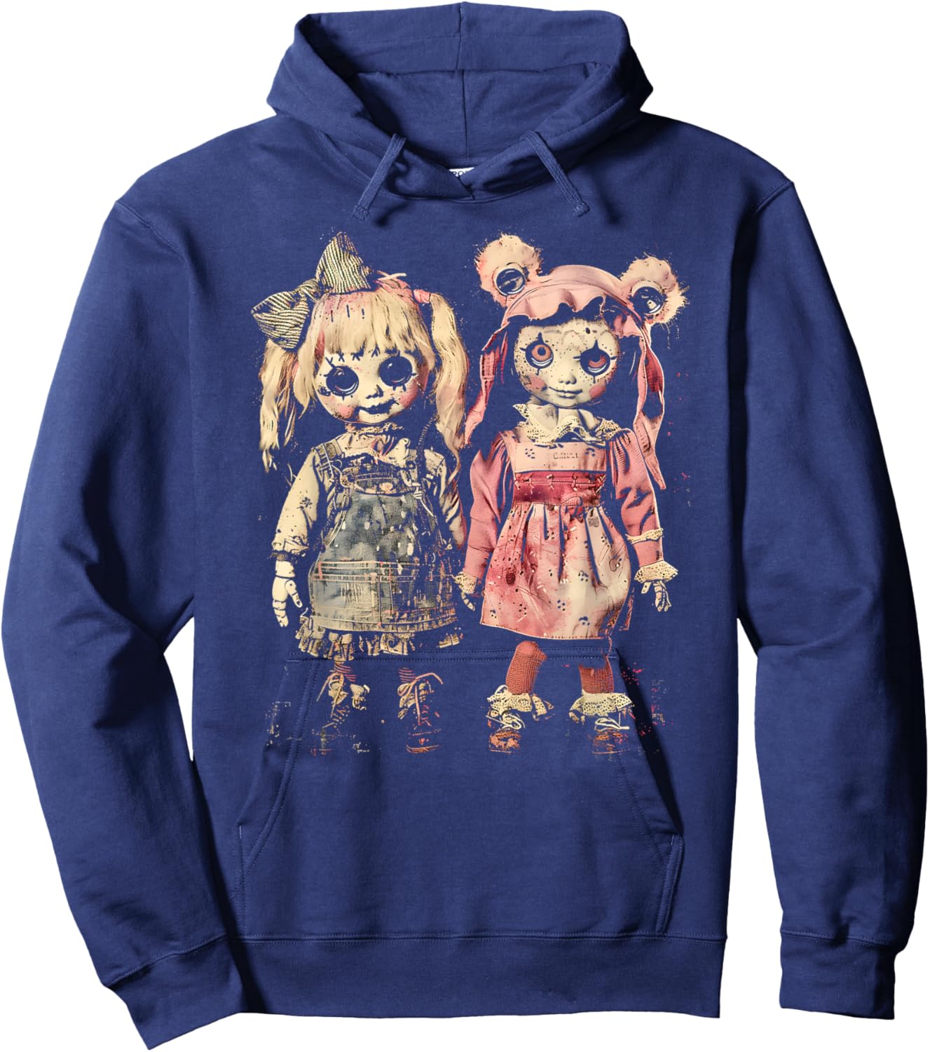 Creepy Doll Haunted Toy Horror Pastel Goth Alt Scary Dolls Hoodie - Hoodie | Navy
