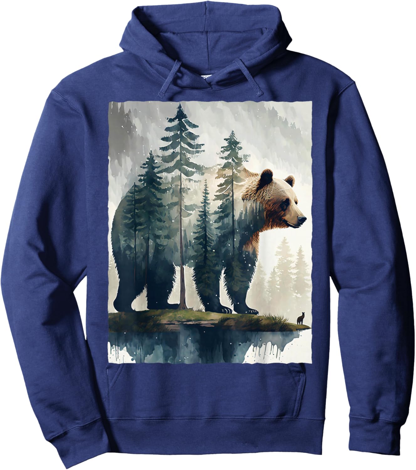 Grizzly Bear Forest Silhouette Nature Hiking Camping Art Hoodie - Hoodie | Navy
