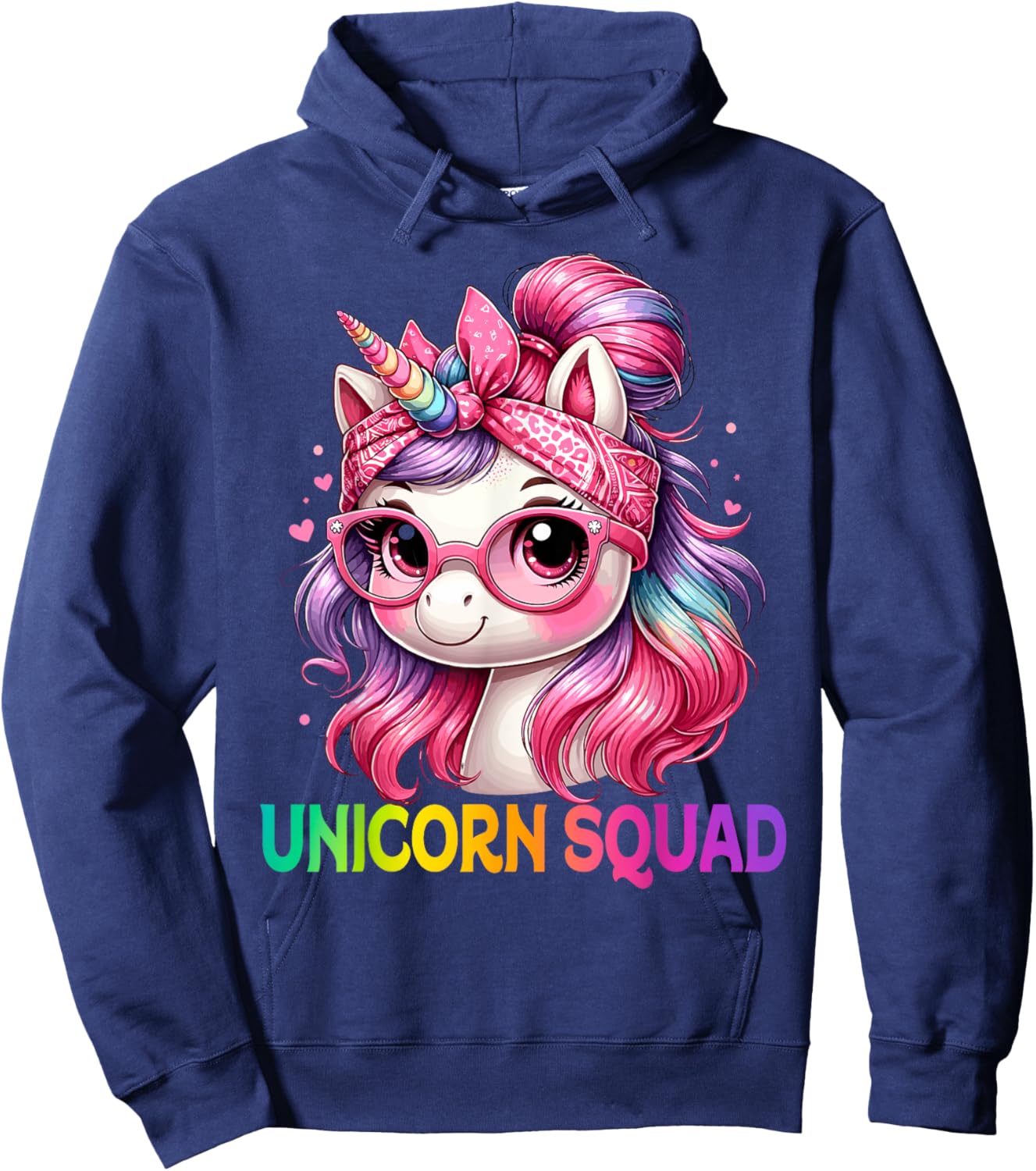 Unicorn Squad - Graceful Unicorn with leopard Bandana Hoodie - Hoodie | Navy