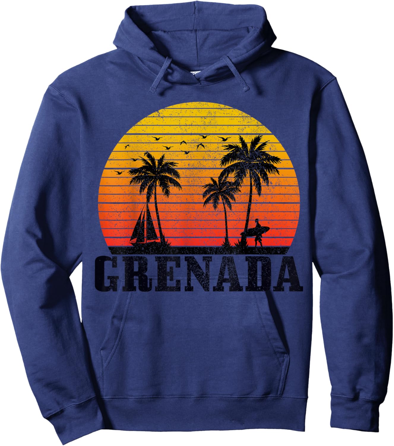 Grenada Surfer Vintage Caribbean Souvenir Hoodie - Hoodie | Navy
