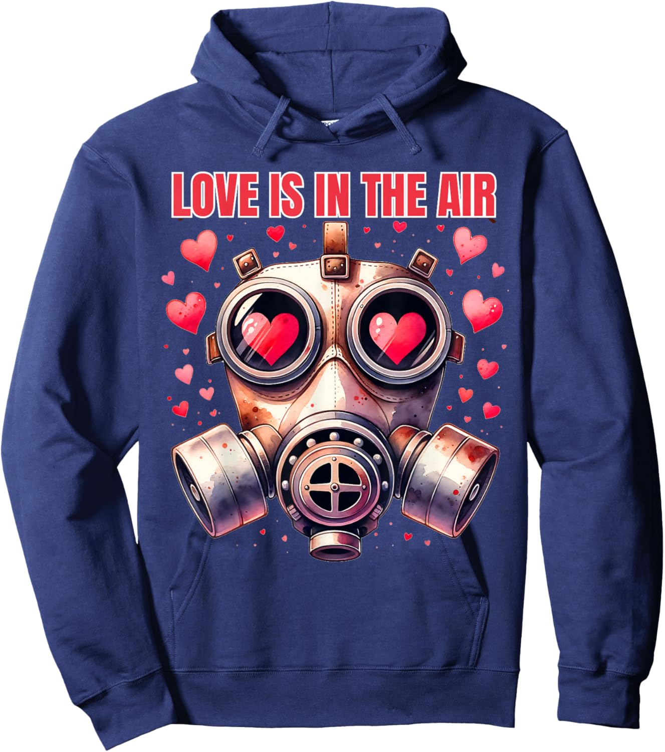 Love Is In The Air Funny Anti Valentines Day Gas Mask Funny Hoodie - Hoodie | Navy