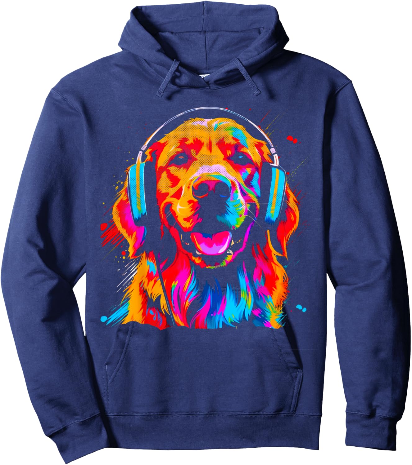 Vintage Golden Retriever DJ Dog Music Festival Graphic Hoodie - Hoodie | Navy