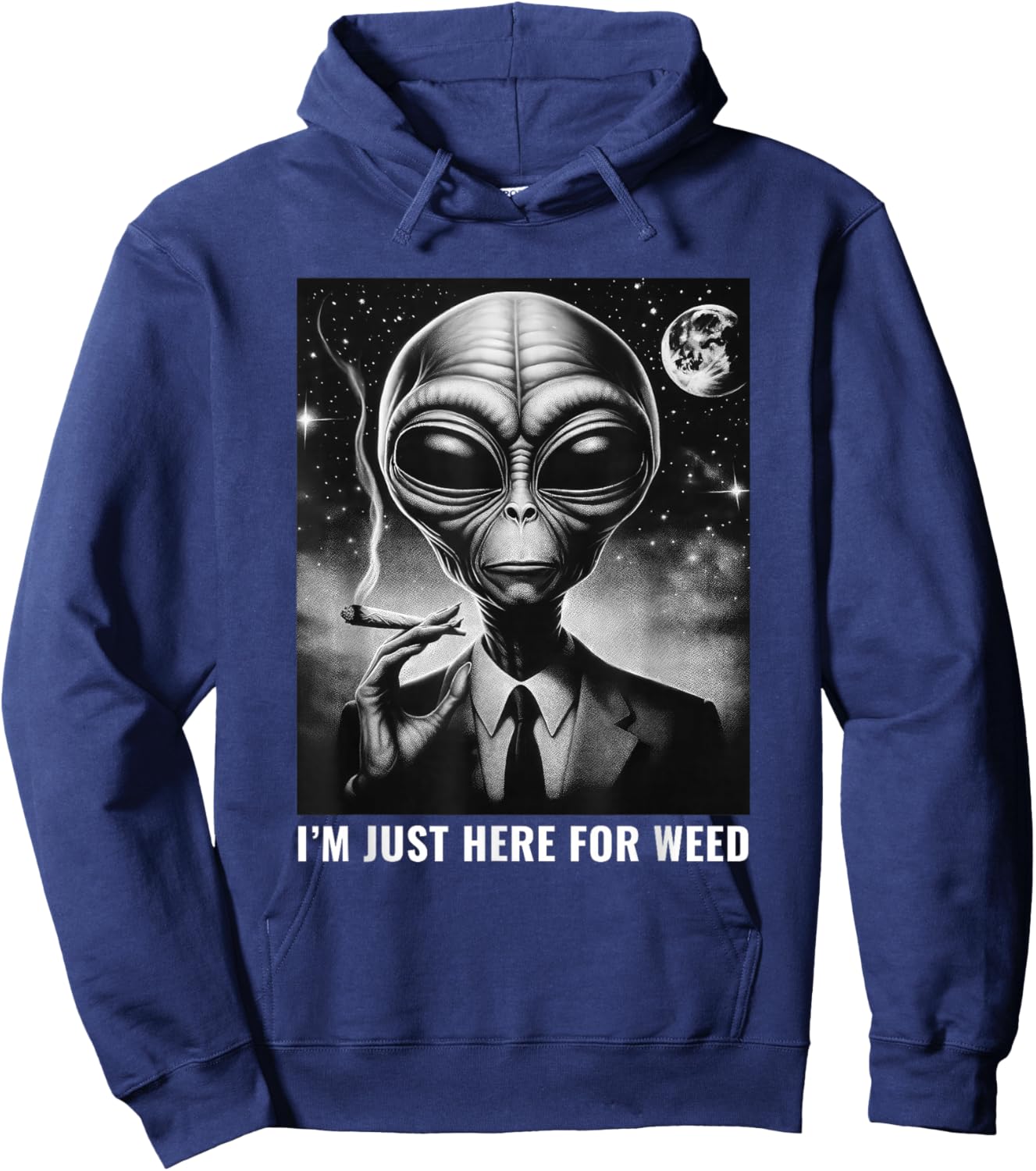 Weed Stoner Funny Alien 420 Joint Marijuana Cannabis Hoodie - Hoodie | Navy