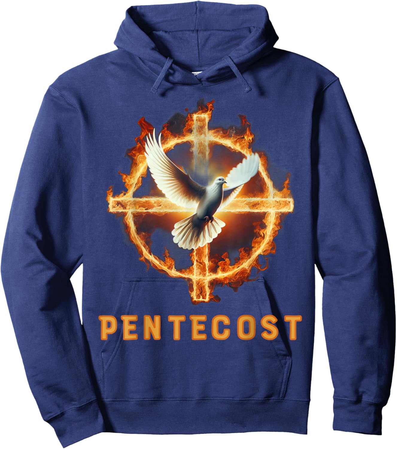 Pentecost Dove Flames Fire Holy Spirit Christian Religious Hoodie - Hoodie | Navy