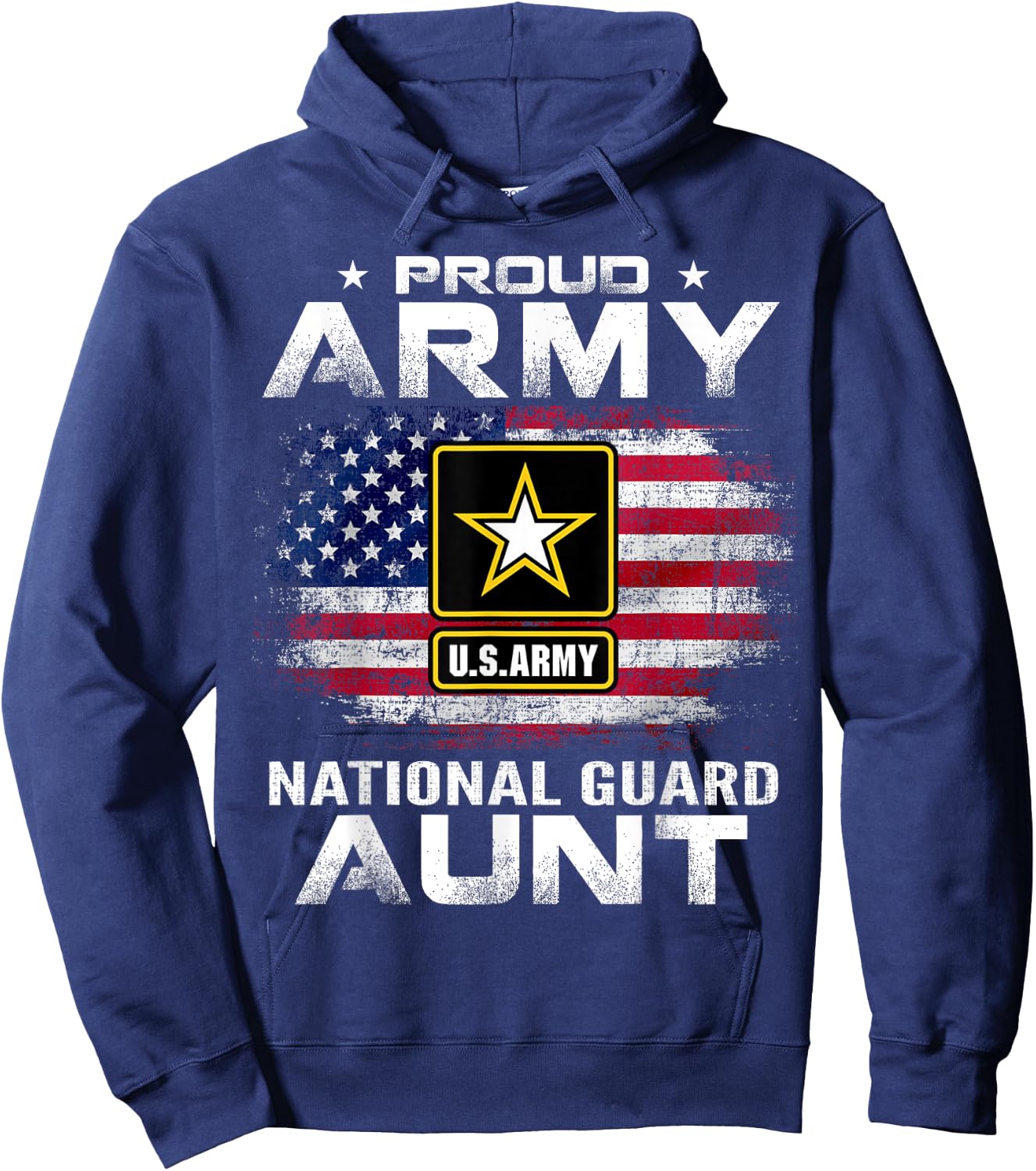 Proud Army National Guard Aunt With American Flag Gift Hoodie - Hoodie | Navy