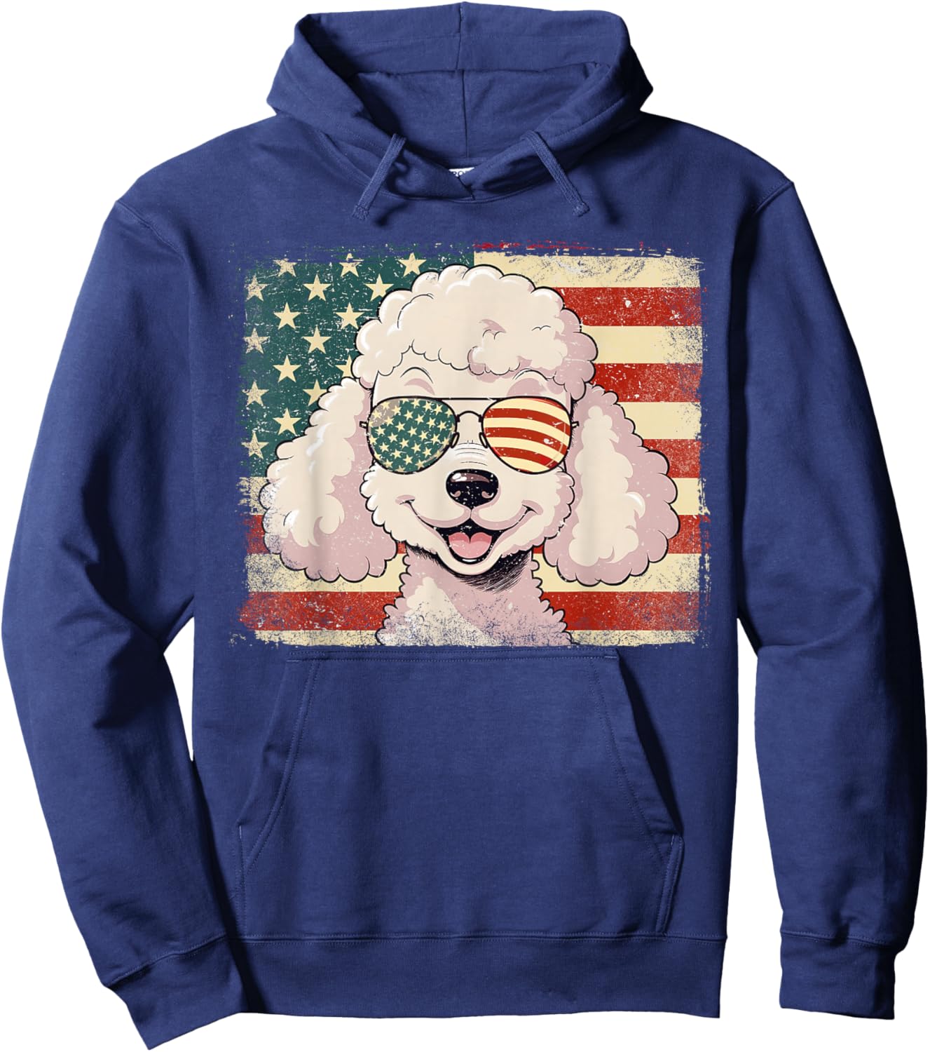 Patriotic Toy Poodle Dog Lover USA Flag 4th Of July Hoodie - Hoodie | Navy