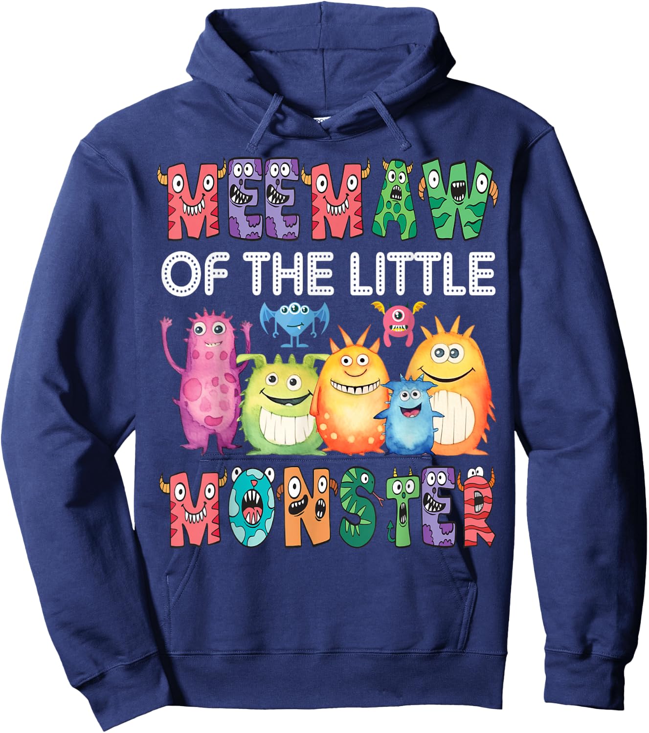 Meemaw Of The Little Monster Kids 1St Birthday Party Hoodie - Hoodie | Navy