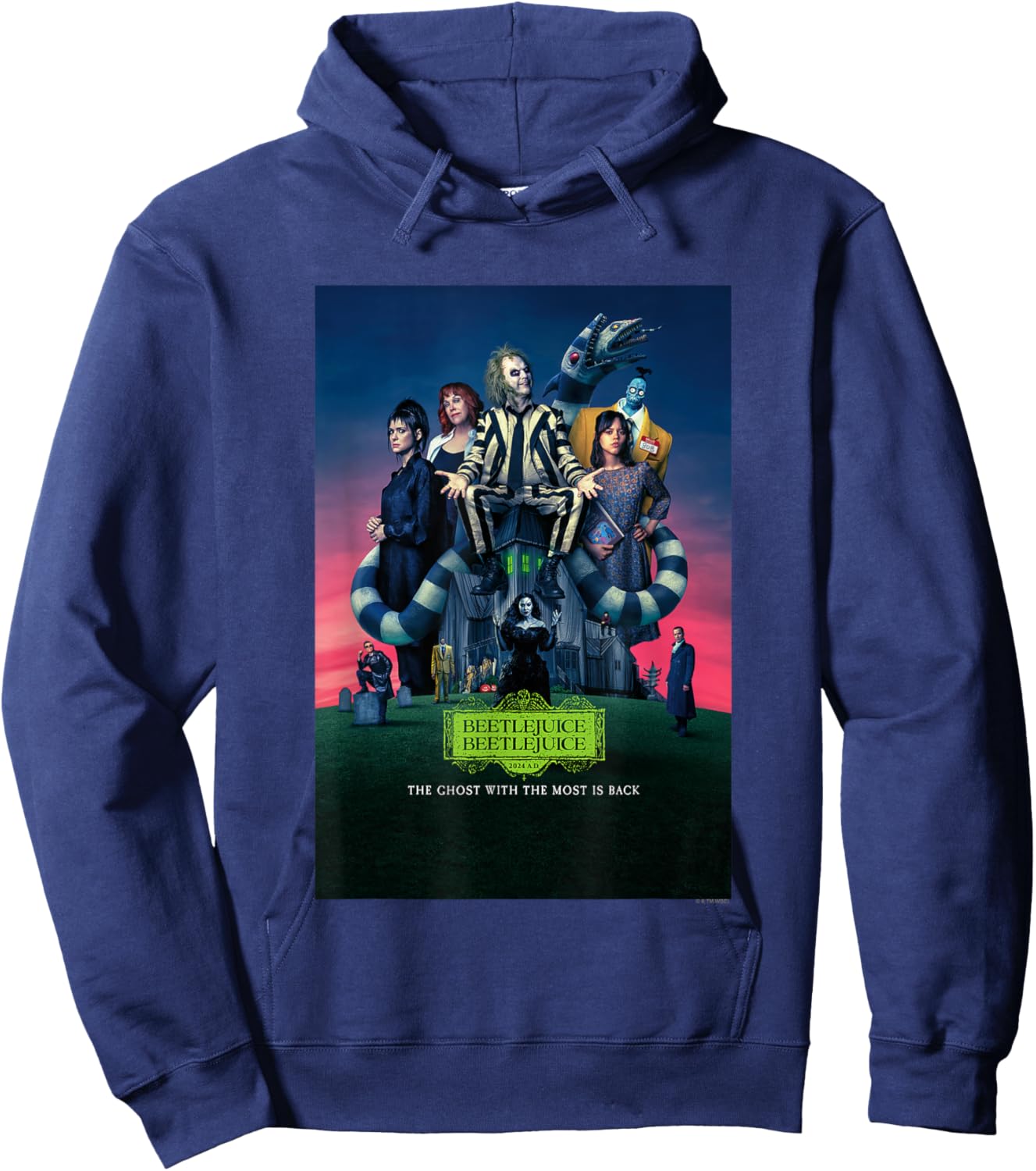 Beetlejuice Beetlejuice Ghost With The Most Is Back Poster Hoodie - Hoodie | Navy