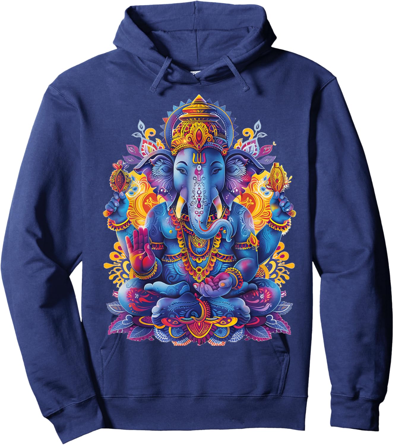 Ganesh spiritual hindu god elephant yoga meditation Hoodie - Hoodie | Navy