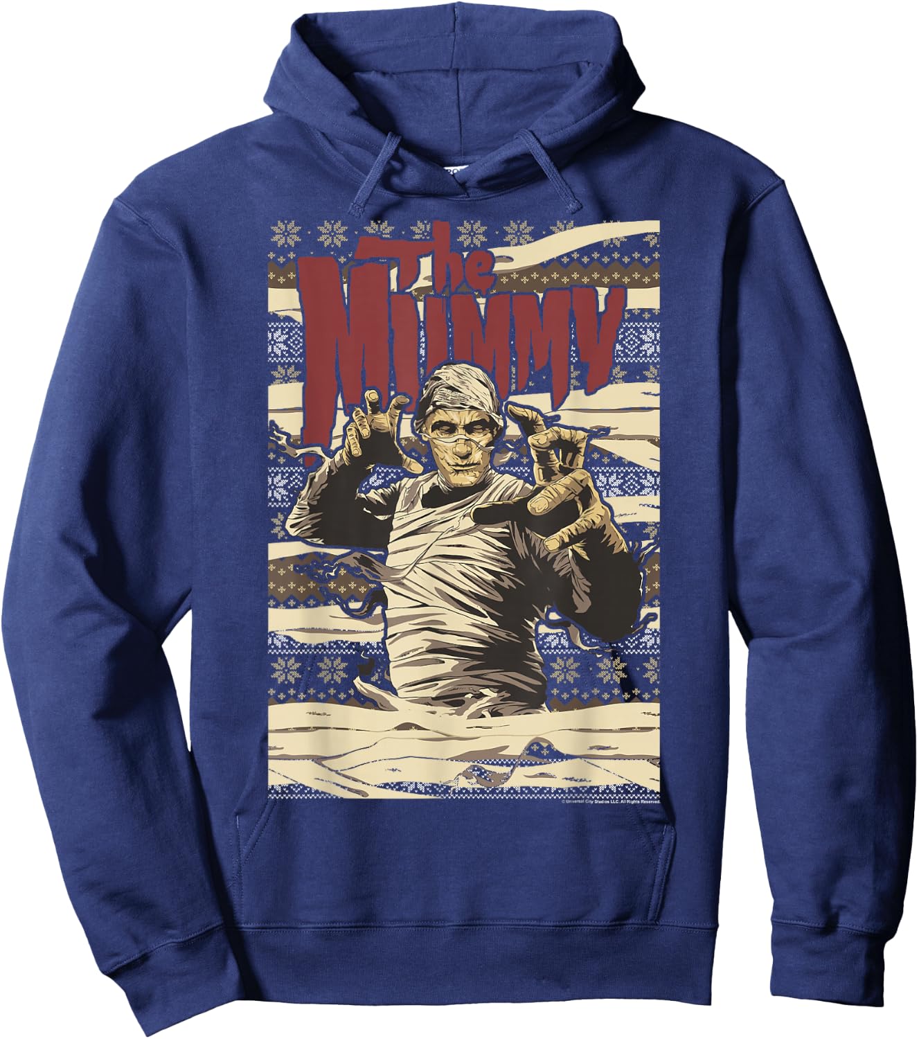 Universal Monsters Christmas The Mummy Ugly Sweater Hoodie - Hoodie | Navy