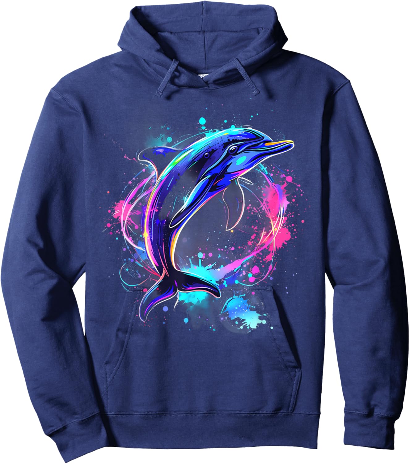 Dolphin Watercolor Sea Ocean Animal Ocean Sea Dolphin Hoodie - Hoodie | Navy