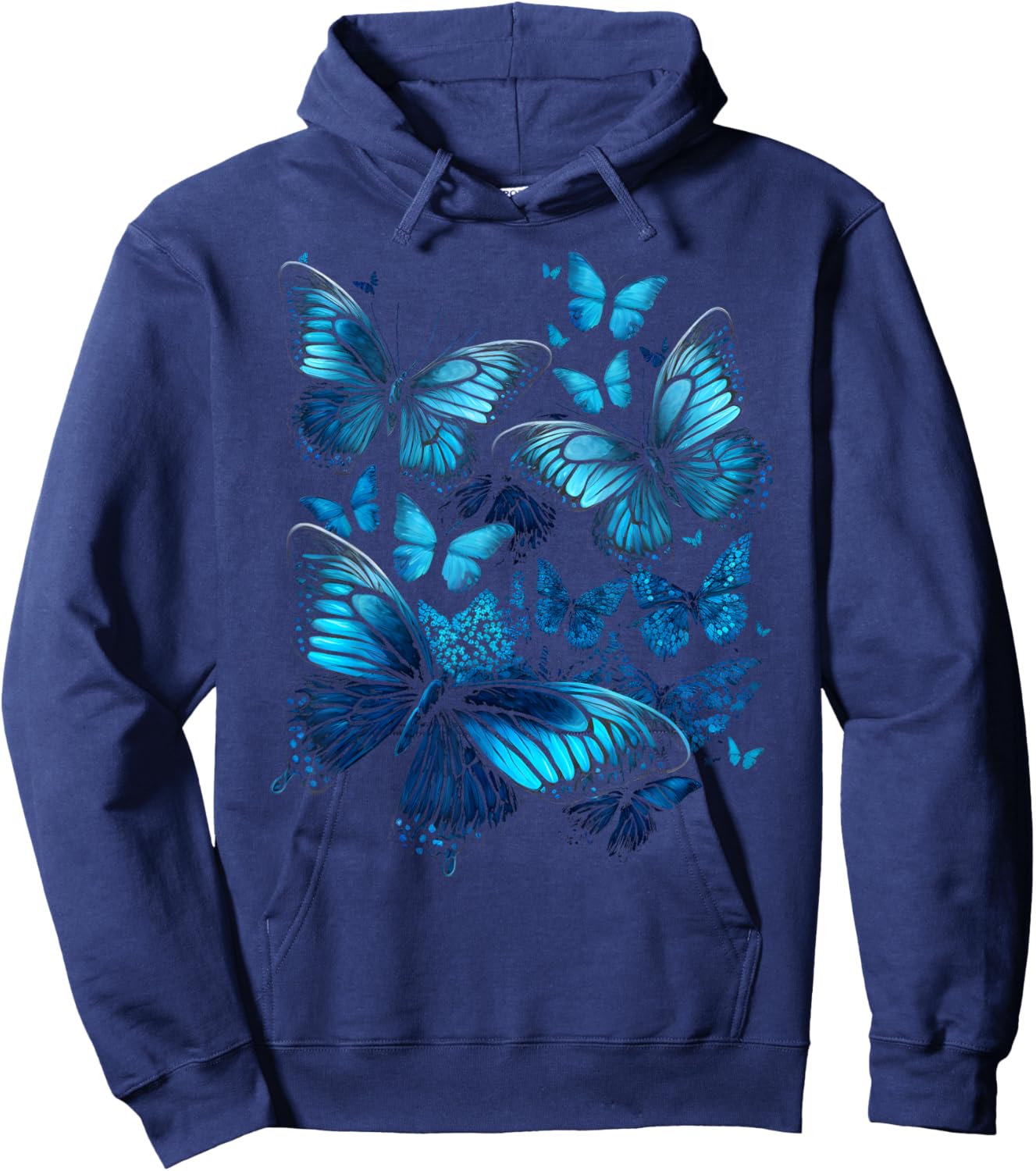 Beautiful Butterflies Summer Funny Graphic Butterfly Print Hoodie - Hoodie | Navy