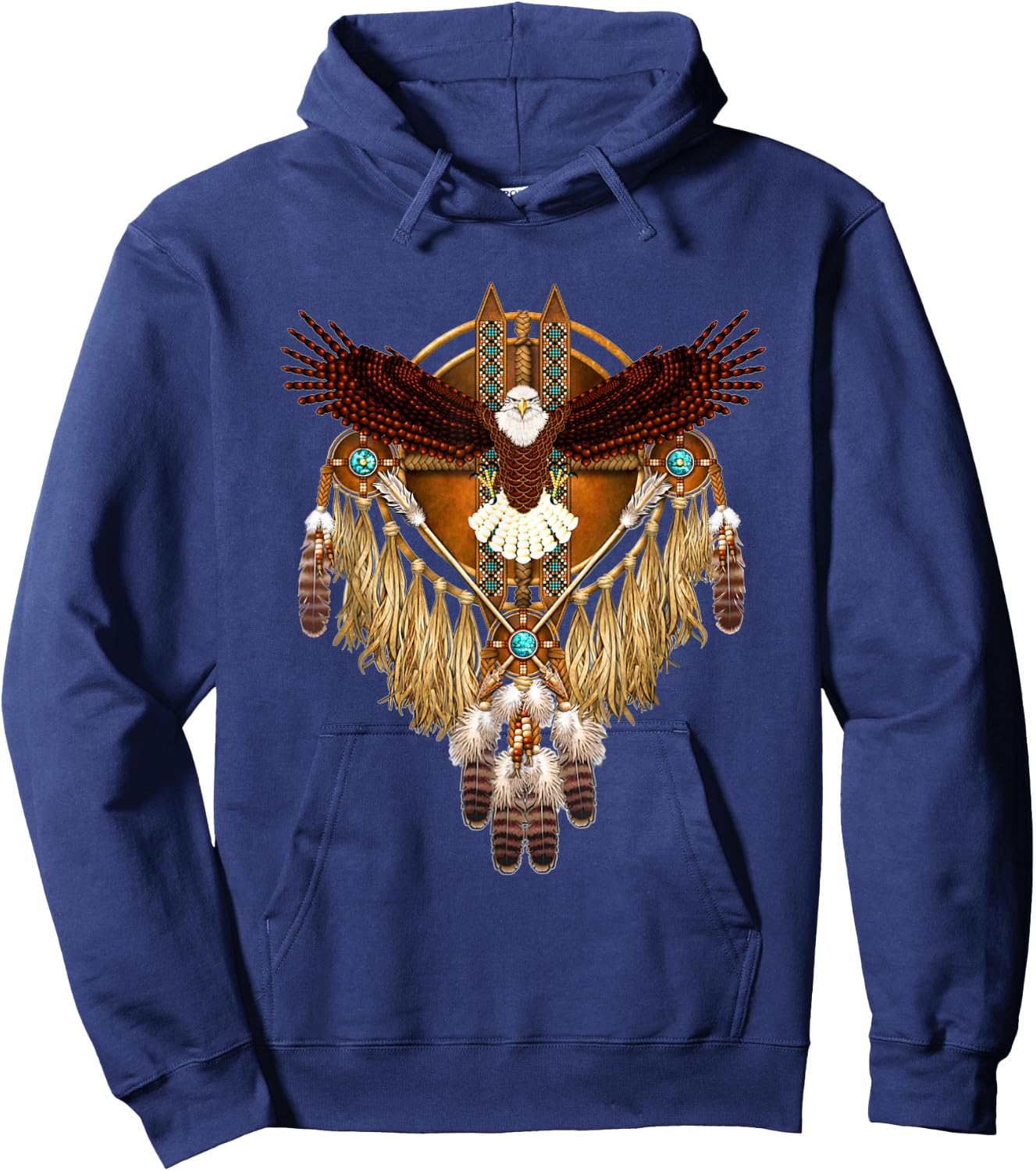 Native Indian Mystic Eagle Totem Art Northwest Coast Hoodie - Hoodie | Navy