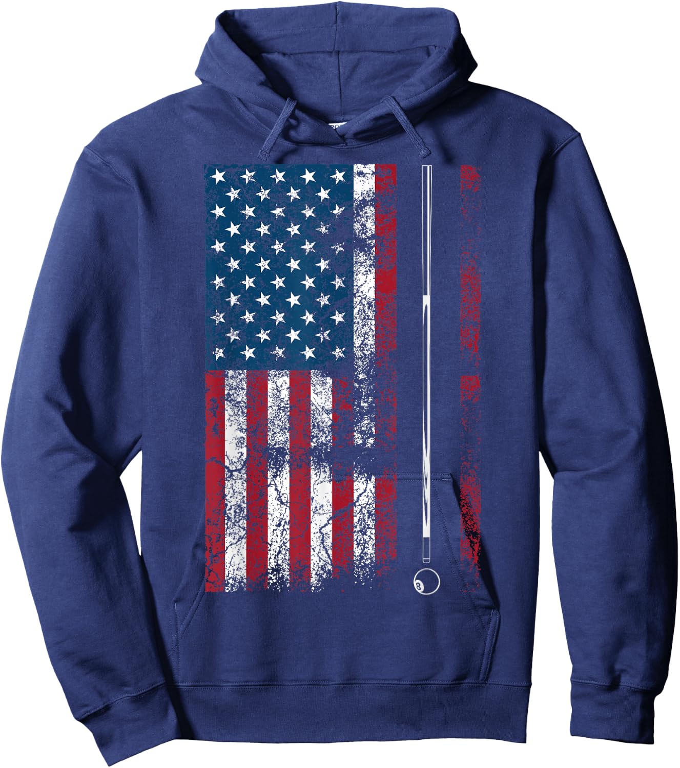 American Flag Billiard Stick Cute Table Game Funny USA Gift Hoodie - Hoodie | Navy