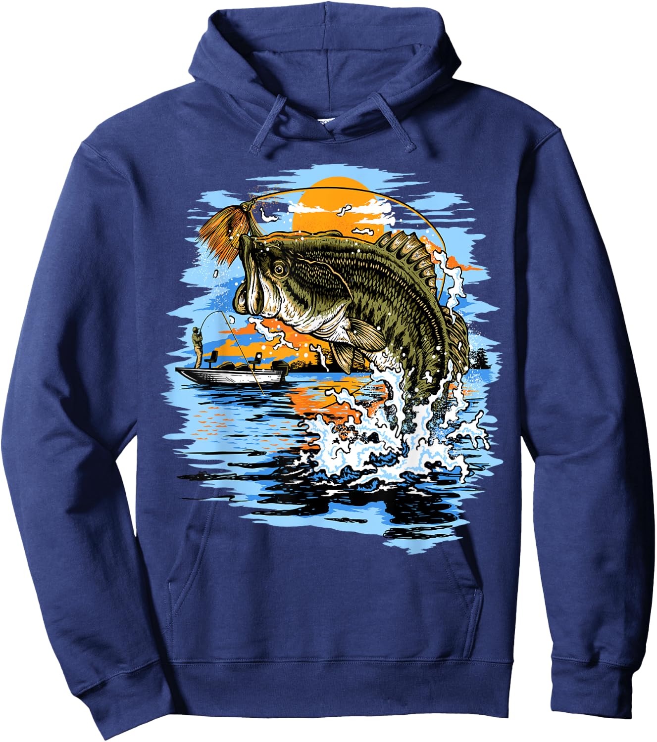 Large Mouth Bass Fishing Hoodie - Hoodie | Navy