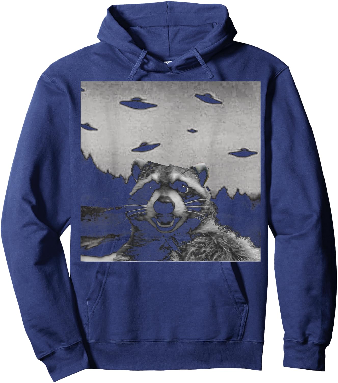 Alien UFO Funny Raccoon Hoodie - Hoodie | Navy