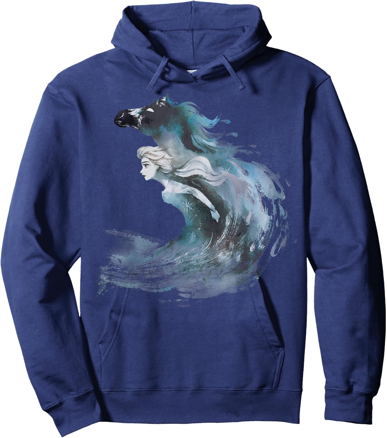 Disney Frozen 2 Elsa Watercolor Horse Painted Portrait Hoodie - Hoodie | Navy