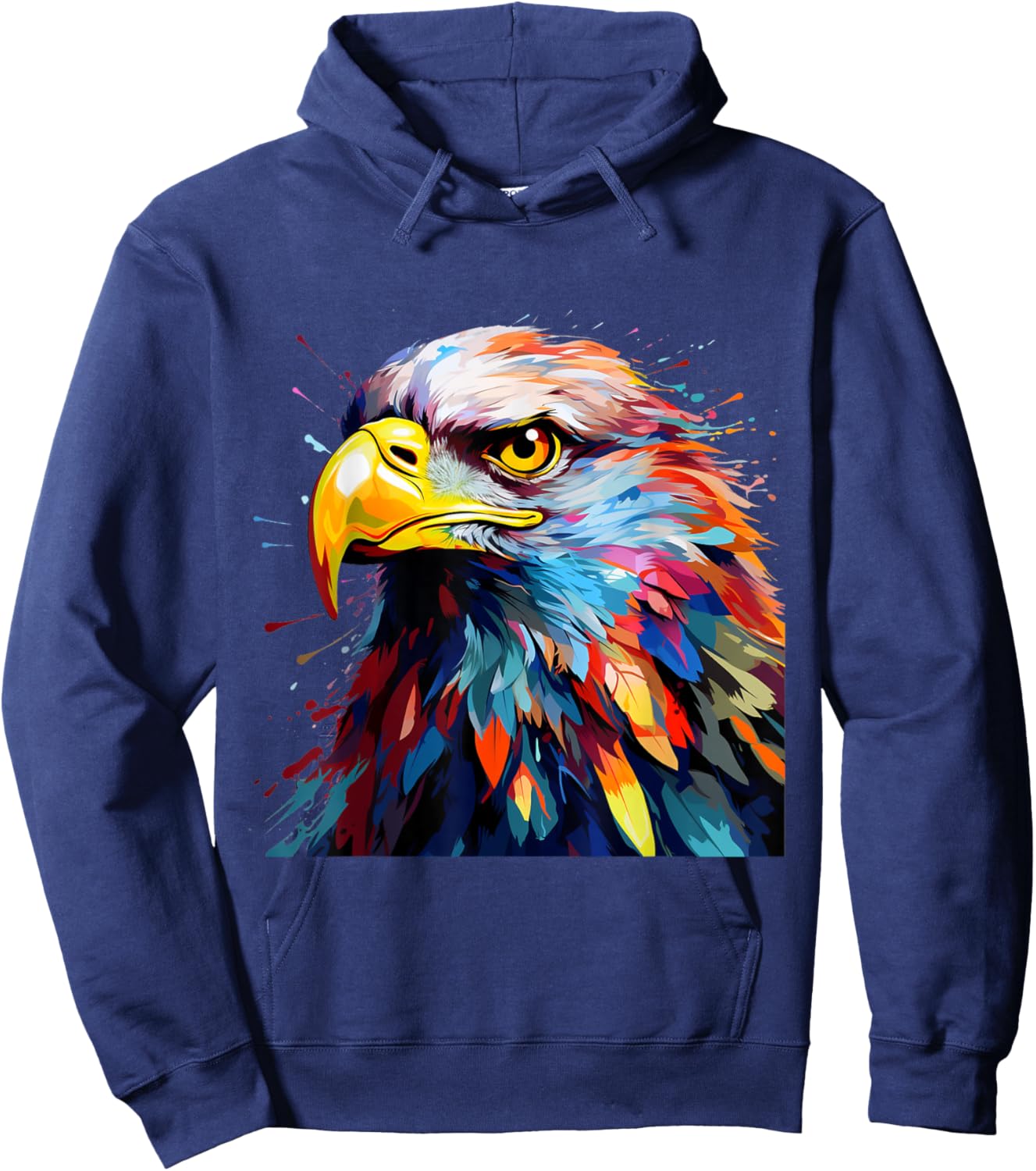 Cool Colorful Eagle Portrait Graphic Hoodie - Hoodie | Navy