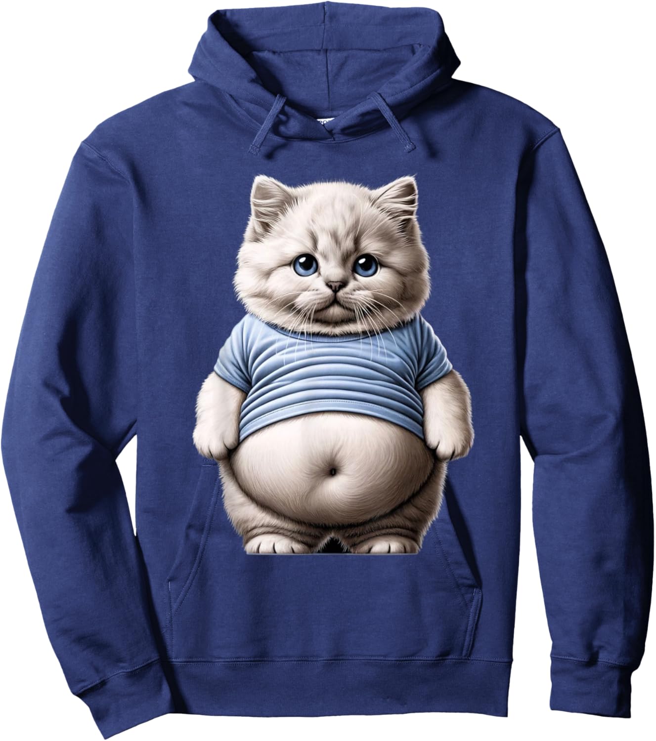 Big Belly Cute Funny Fat Cat Art Design Fat Kitten Cat Lover Hoodie - Hoodie | Navy