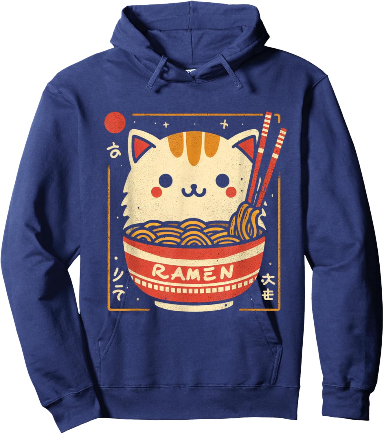 Ramen Cat Kawaii Neko Japanese Noodles Aesthetic Otaku Lover Hoodie - Hoodie | Navy