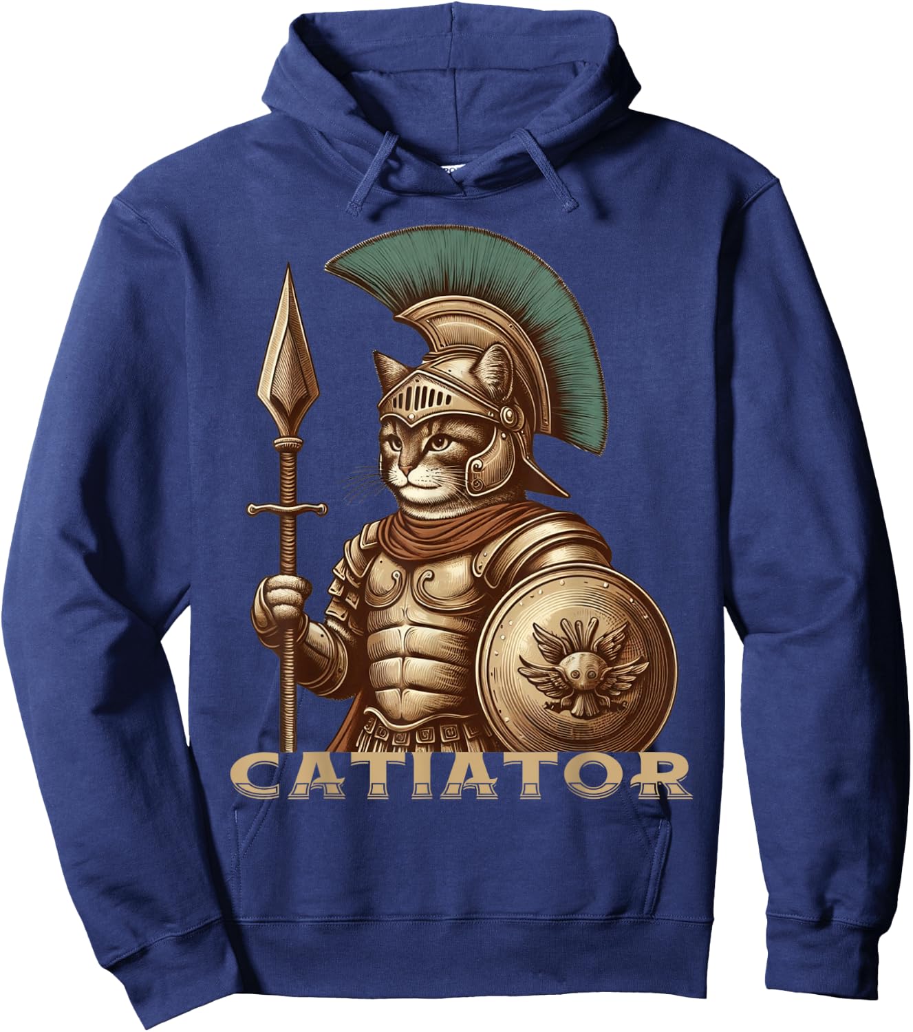 Cat Warrior Gladiator Cat Lovers Funny Cats Hoodie - Hoodie | Navy