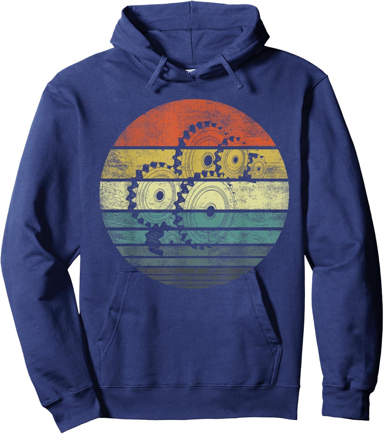 Mechanical Engineer Gifts Funny Retro Cogs Engineering Gear Hoodie - Hoodie | Navy
