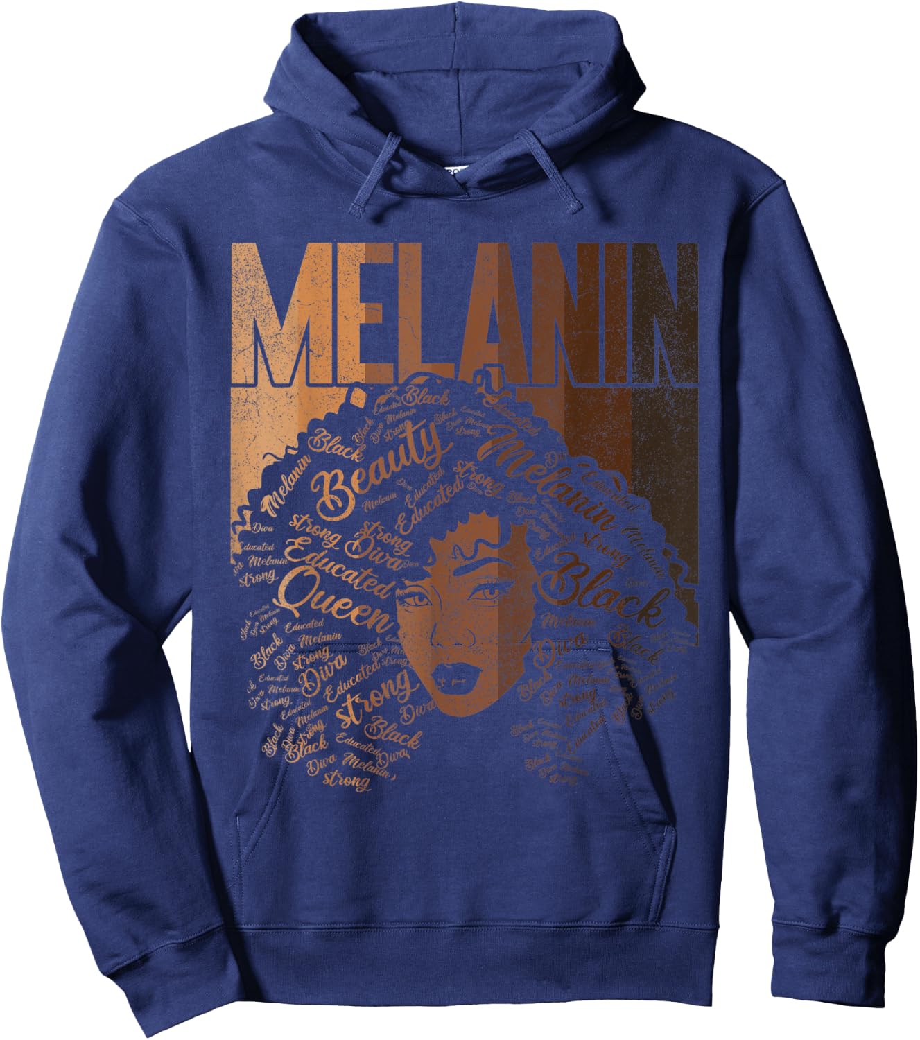 Black Melanin Queen Apparel, African American Afro Women Hoodie - Hoodie | Navy
