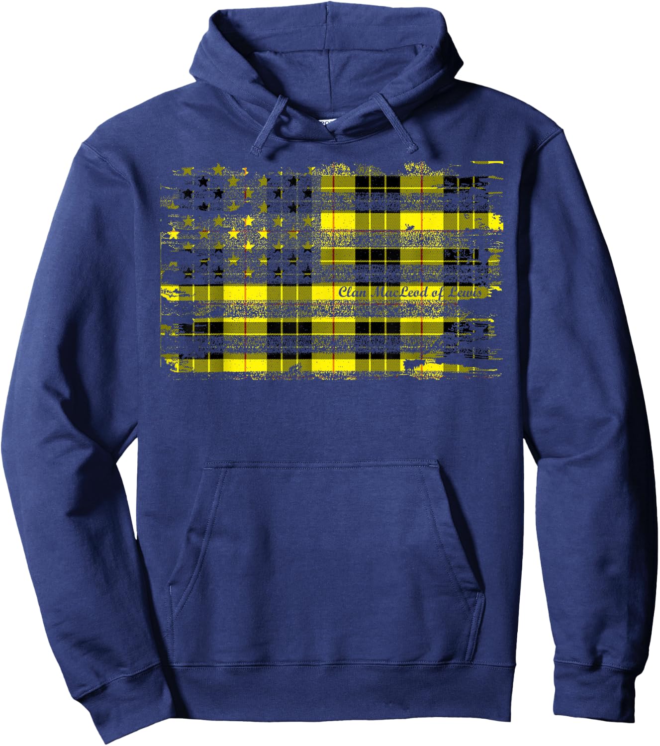 Clan MacLeod of Lewis American Flag Scottish Tartan Shirt Hoodie - Hoodie | Navy