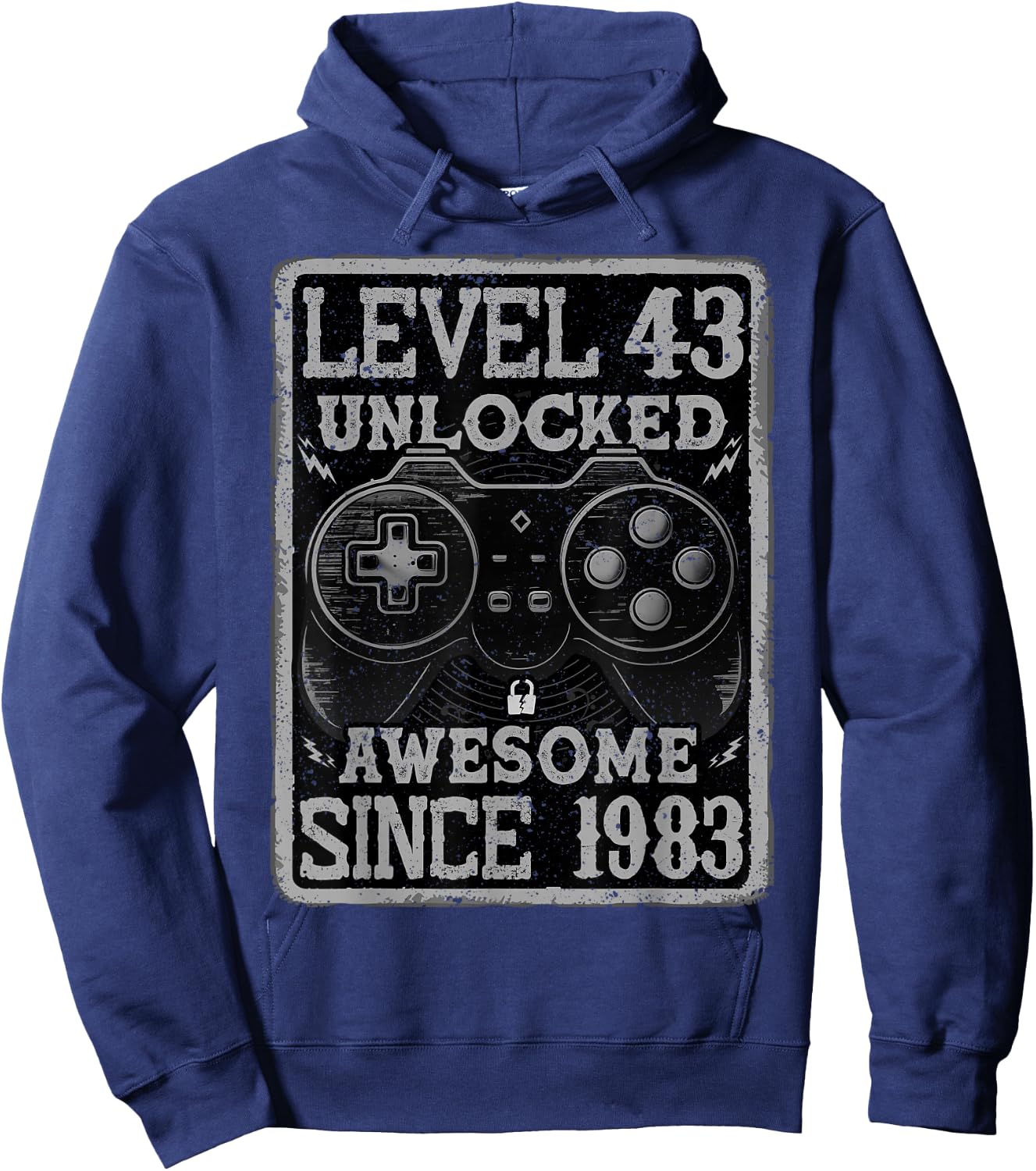Level 43 Unlocked Awesome Since 1983 43rd Birthday Gaming Hoodie - Hoodie | Navy