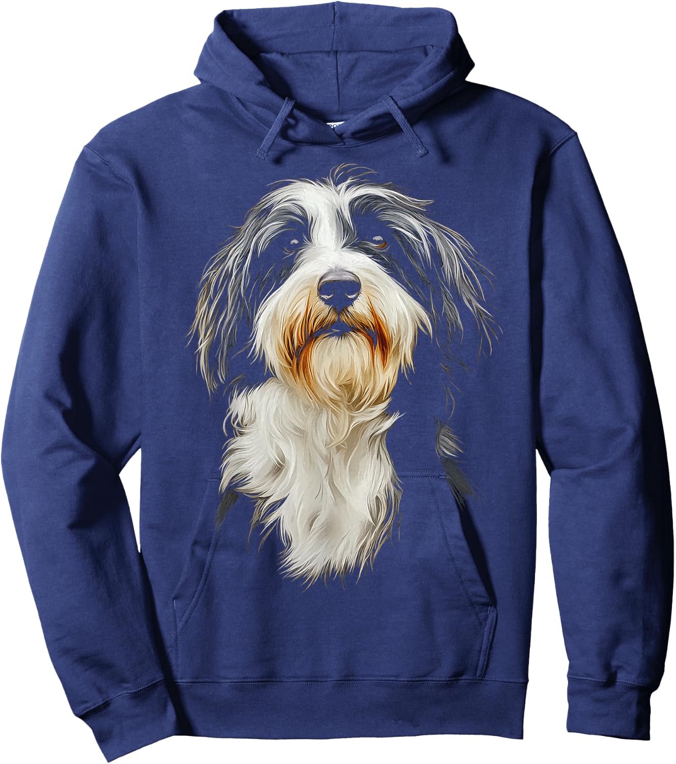 Bearded Collie Dog Motif Pet Illustration Bearded Collie Hoodie - Hoodie | Navy