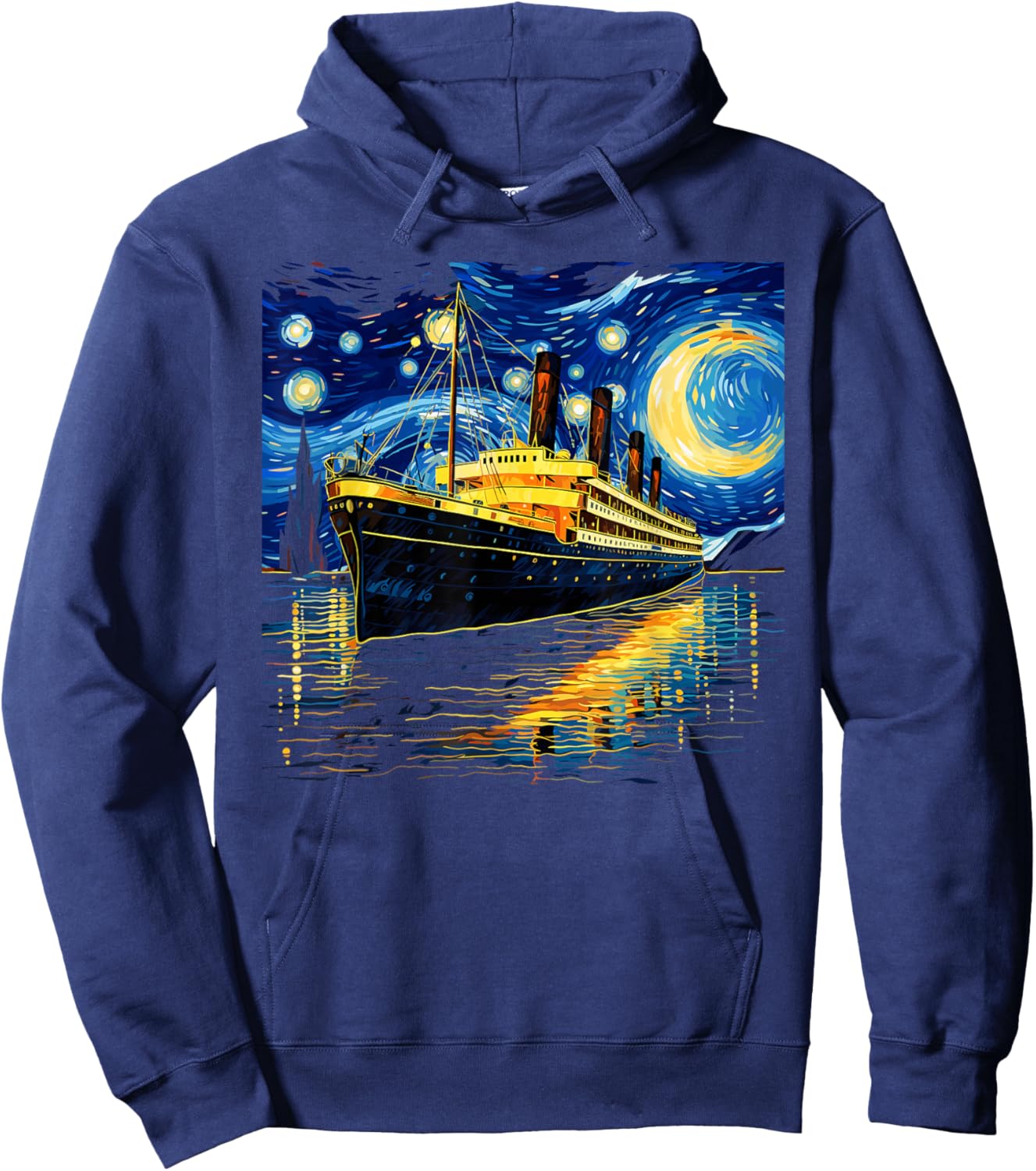 Retro Vintage Starry Night Inspired Men Women Kids Titanic Hoodie - Hoodie | Navy