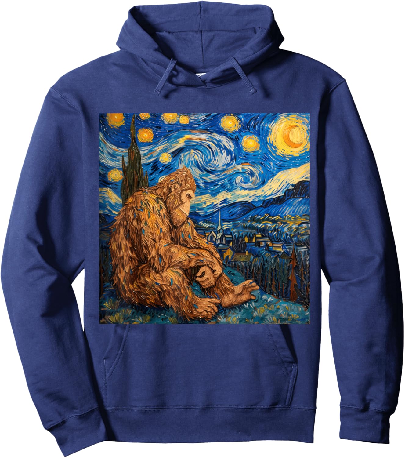Sasquatch Starry Night Van Gogh Hoodie - Hoodie | Navy