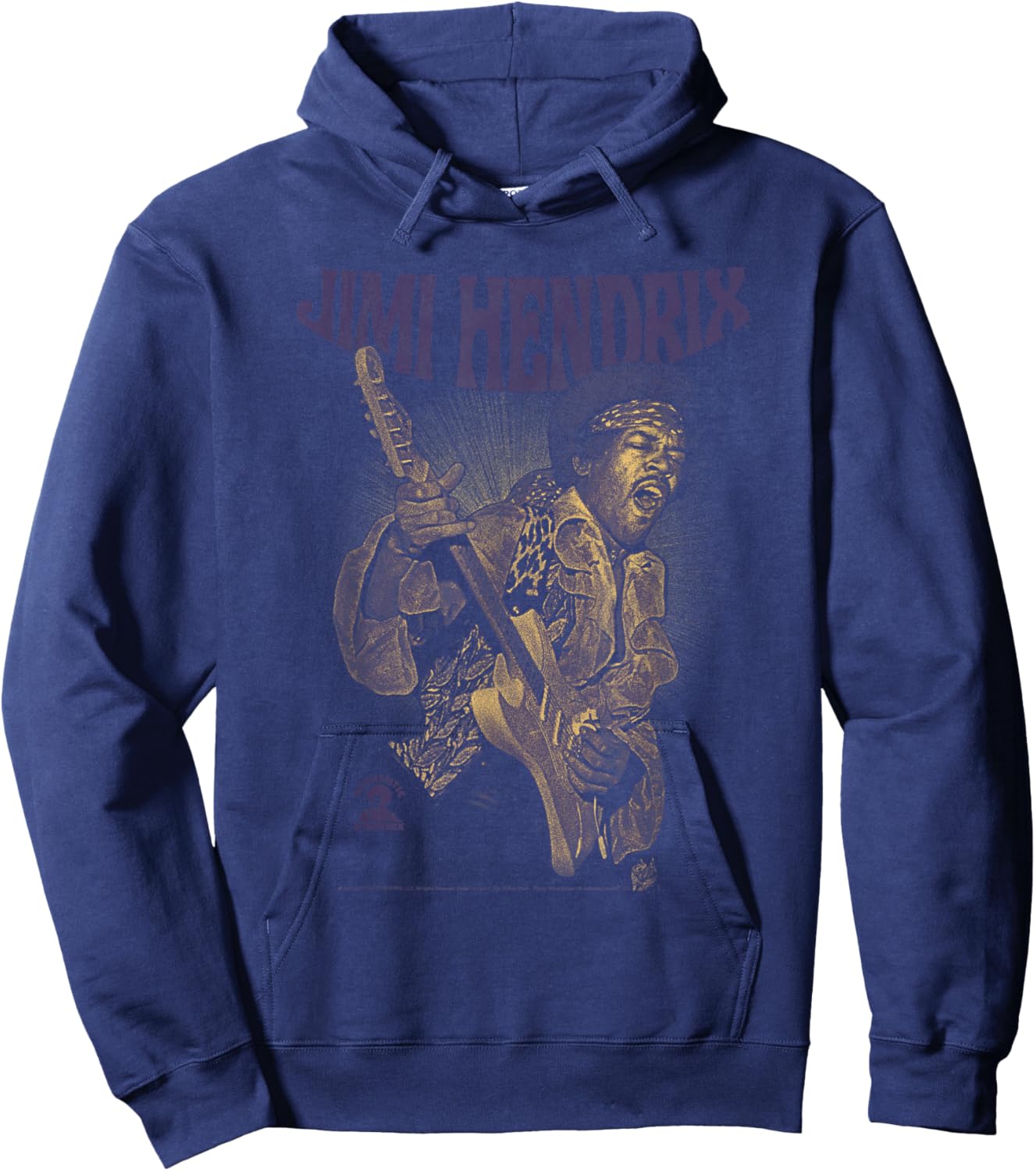 Jimi Hendrix Playing Guitar Purple Yellow Hoodie - Hoodie | Navy