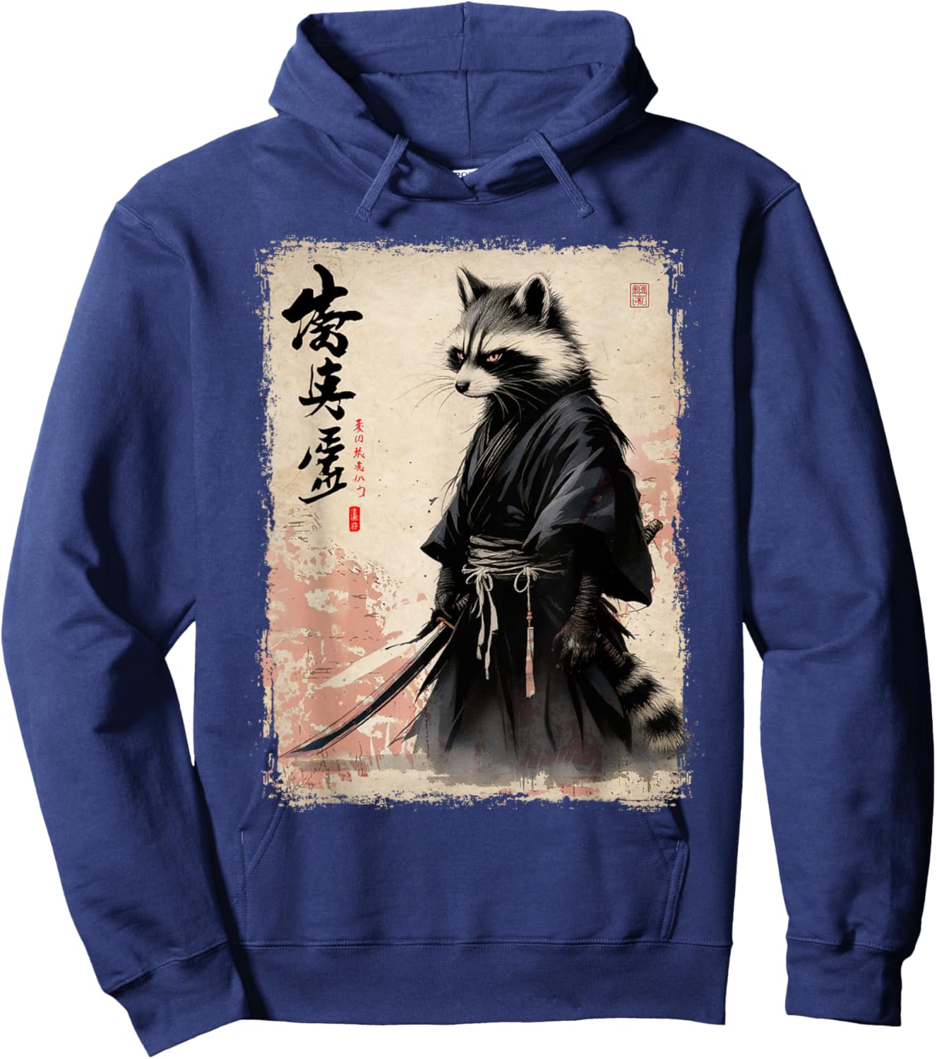 Raccoon Japanese Art Samurai Funny Raccoon Samurai Hoodie - Hoodie | Navy