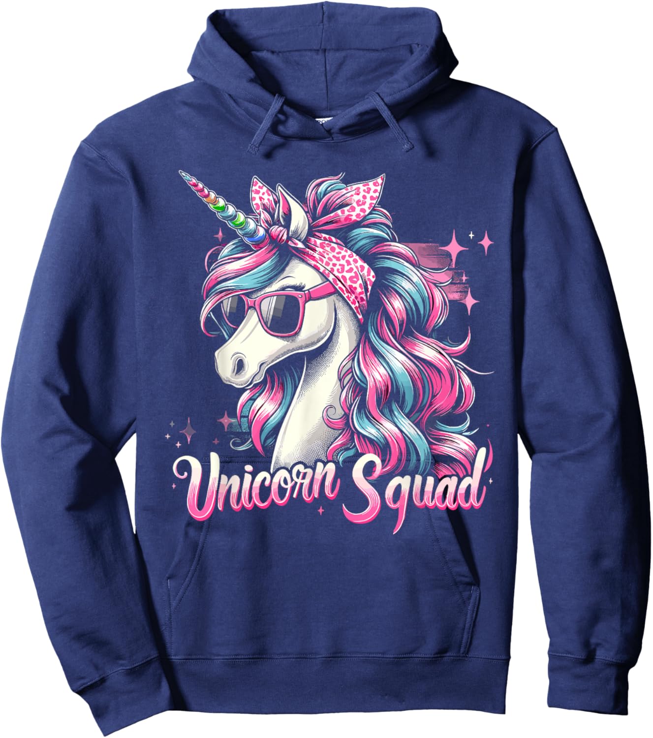 Unicorn Squad - Graceful Unicorn with leopard Bandana Hoodie - Hoodie | Navy
