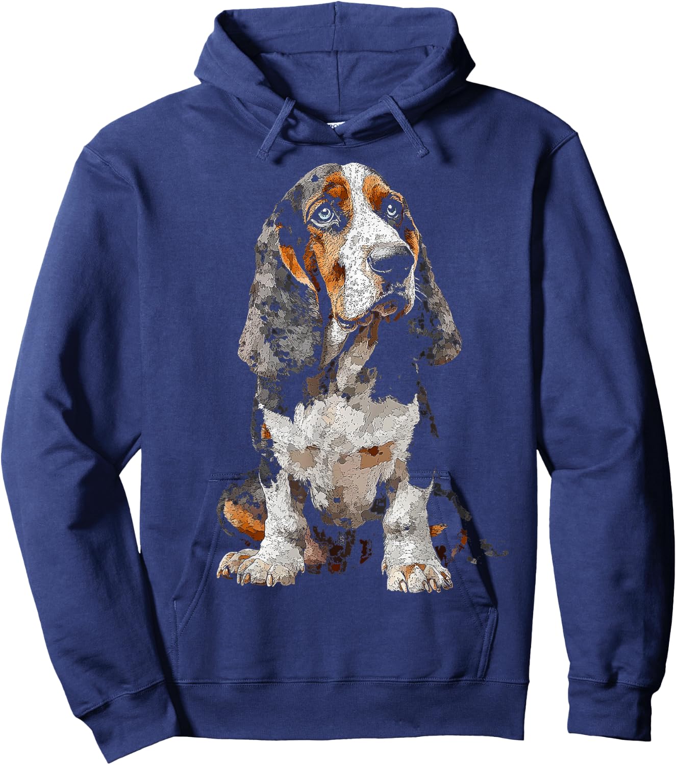 Basset Hound Dog Motif Pet Art Blue Eyes Basset Hound Women Kids Hoodie - Hoodie | Navy