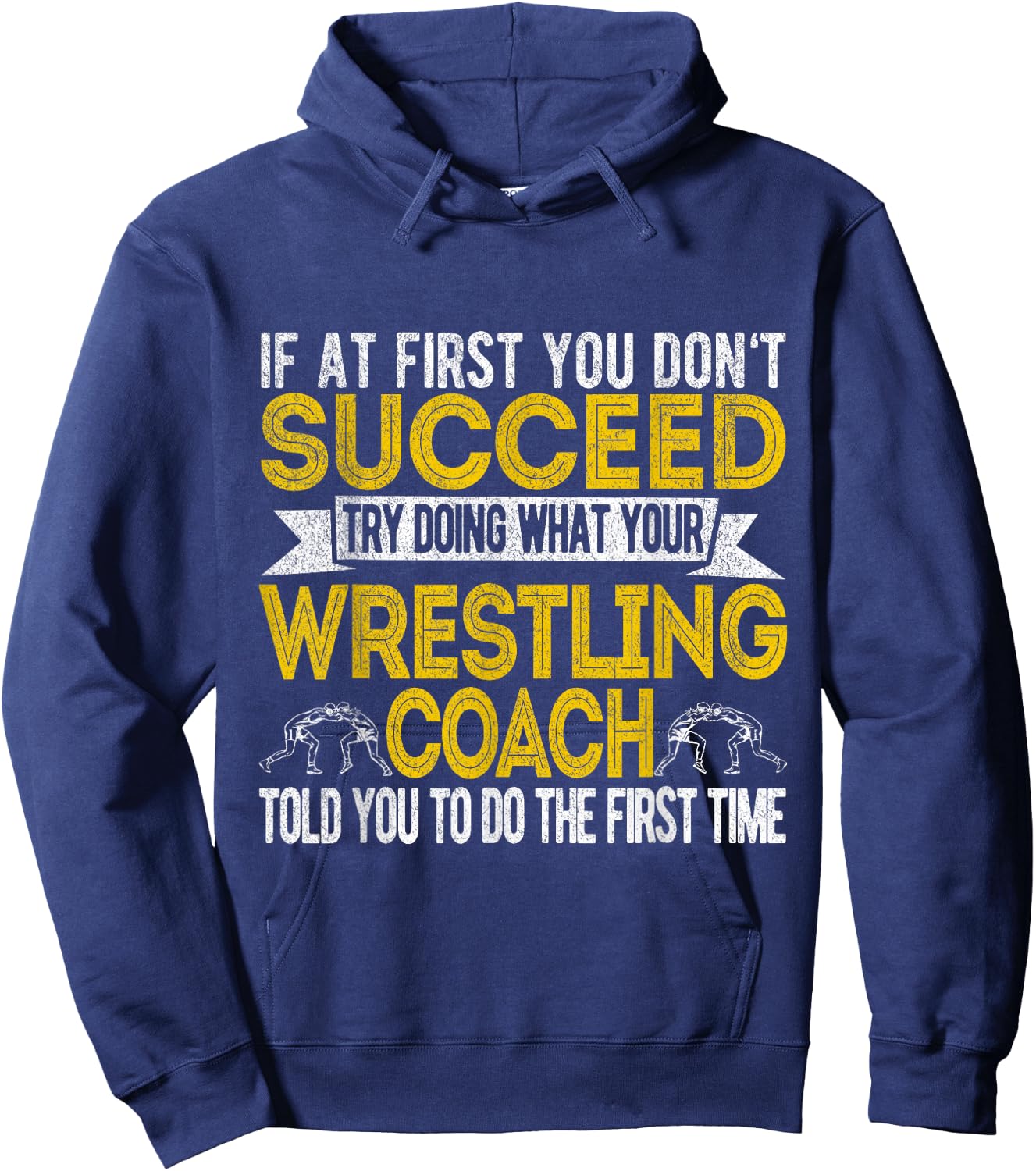 Funny Wrestling Coach Scholastic Folkstyle Wrestling Retro Hoodie - Hoodie | Navy