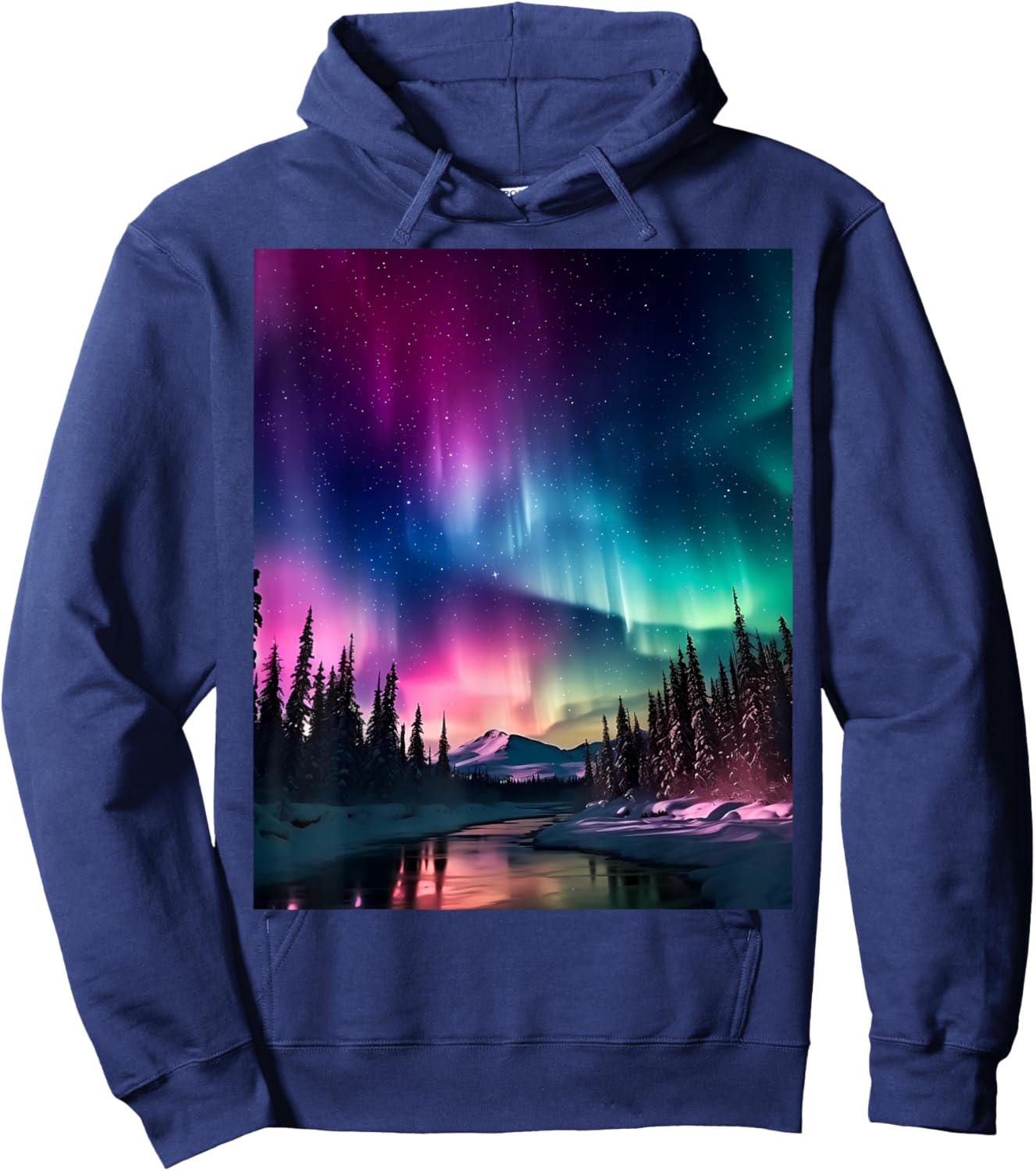 Alaska Landscape Aurora Borealis Northern Lights Vacay Merch Hoodie - Hoodie | Navy