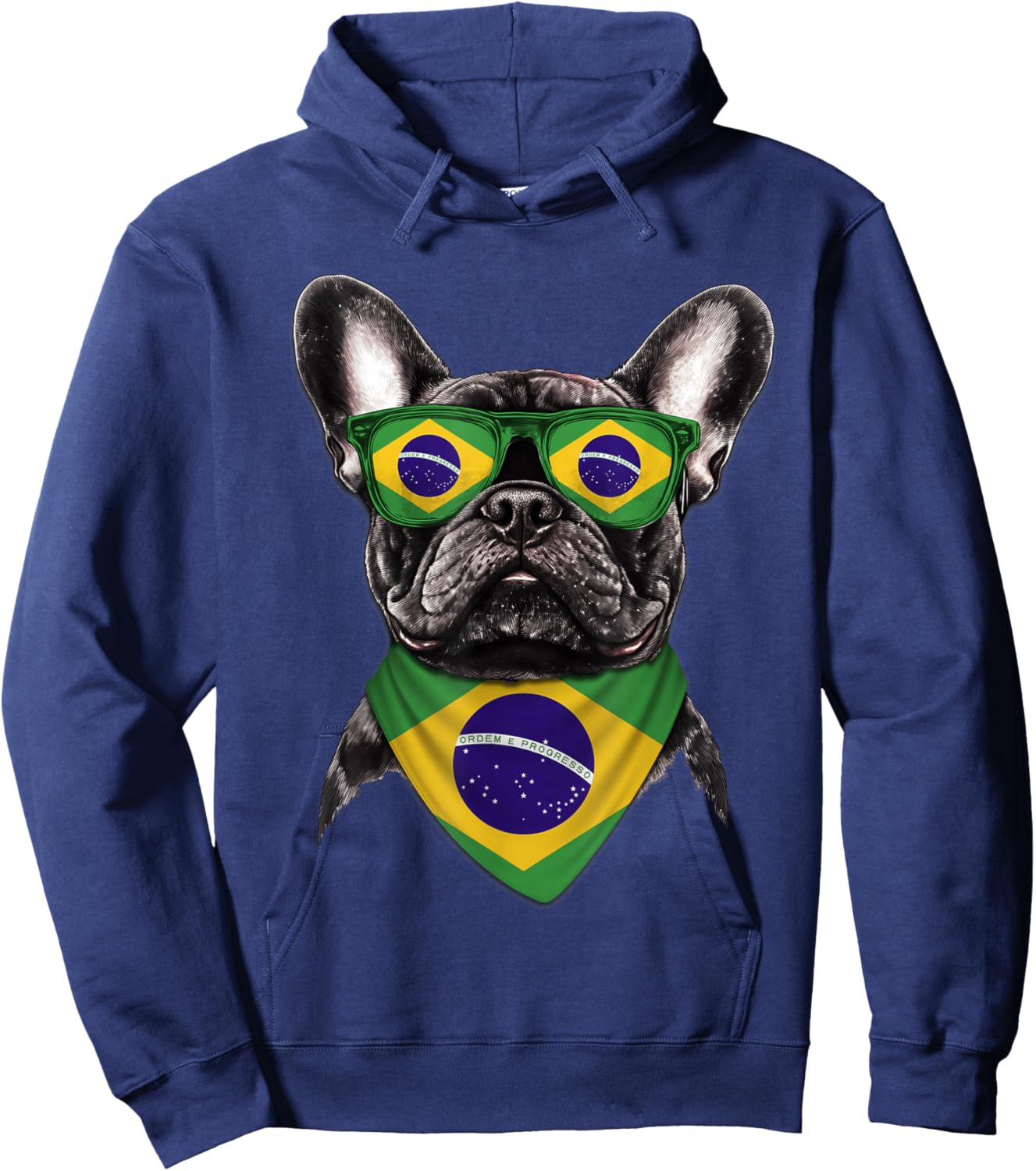 Brazilian Flag American French Bulldog Heritage Brazil Hoodie - Hoodie | Navy