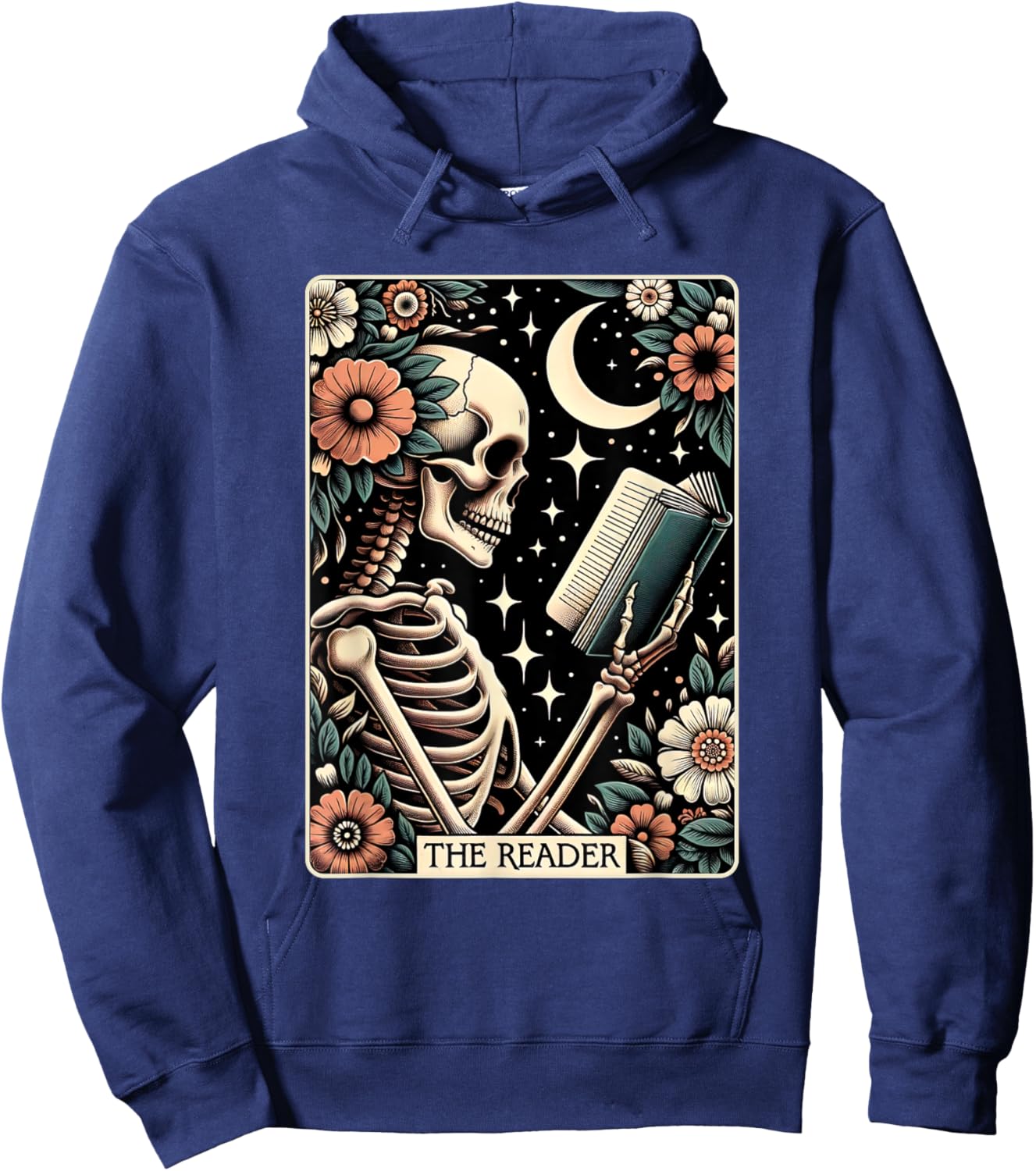 The Reader Tarot Card Skeleton Reading Book Bookworm Bookish Hoodie - Hoodie | Navy