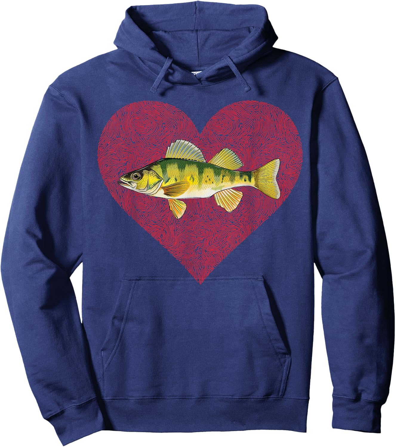 Yellow Perch Valentines Day Fish Love Fingerprint Hoodie - Hoodie | Navy