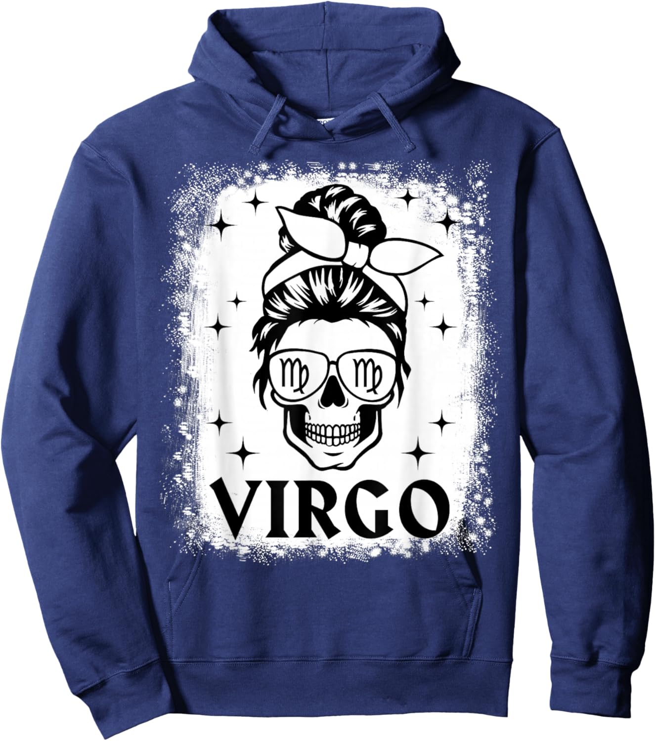 Virgo Girl Woman Messy Bun Skull Gothic Zodiac Sign Hoodie - Hoodie | Navy