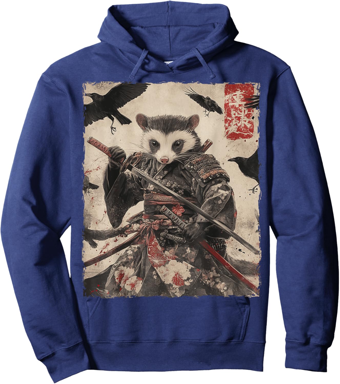 Opossum Possum Samurai Graphic Japanese Warrior Anime Hoodie - Hoodie | Navy