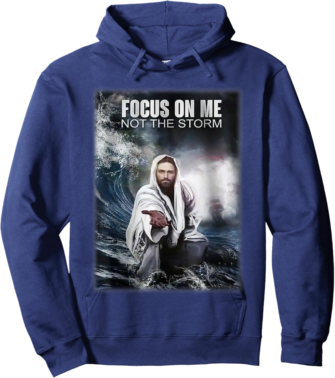 Focos on me not the storm Jesus Hoodie - Hoodie | Navy